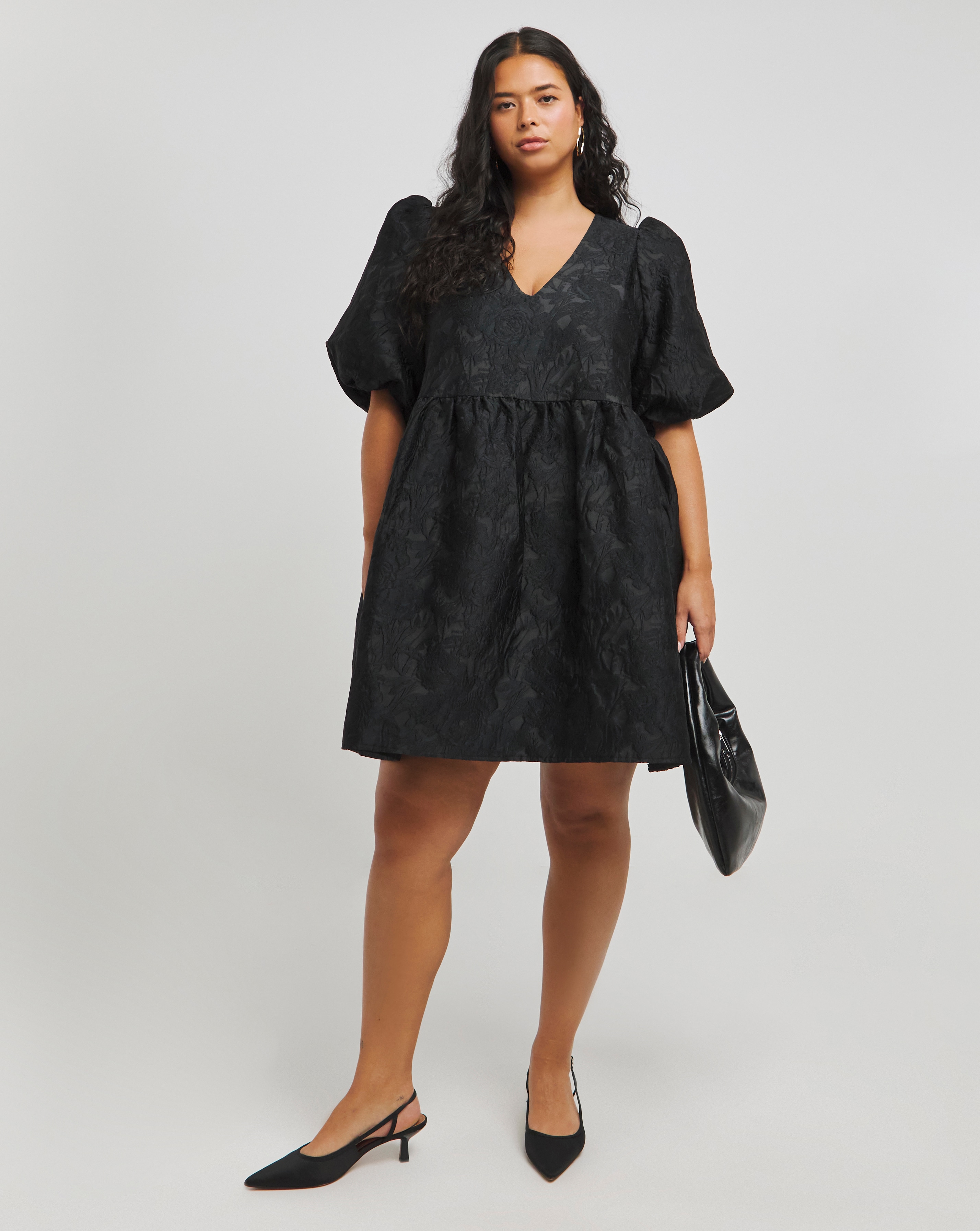 Simply Be - Women's Black Jacquard Smock Dress - Size 10 - Black