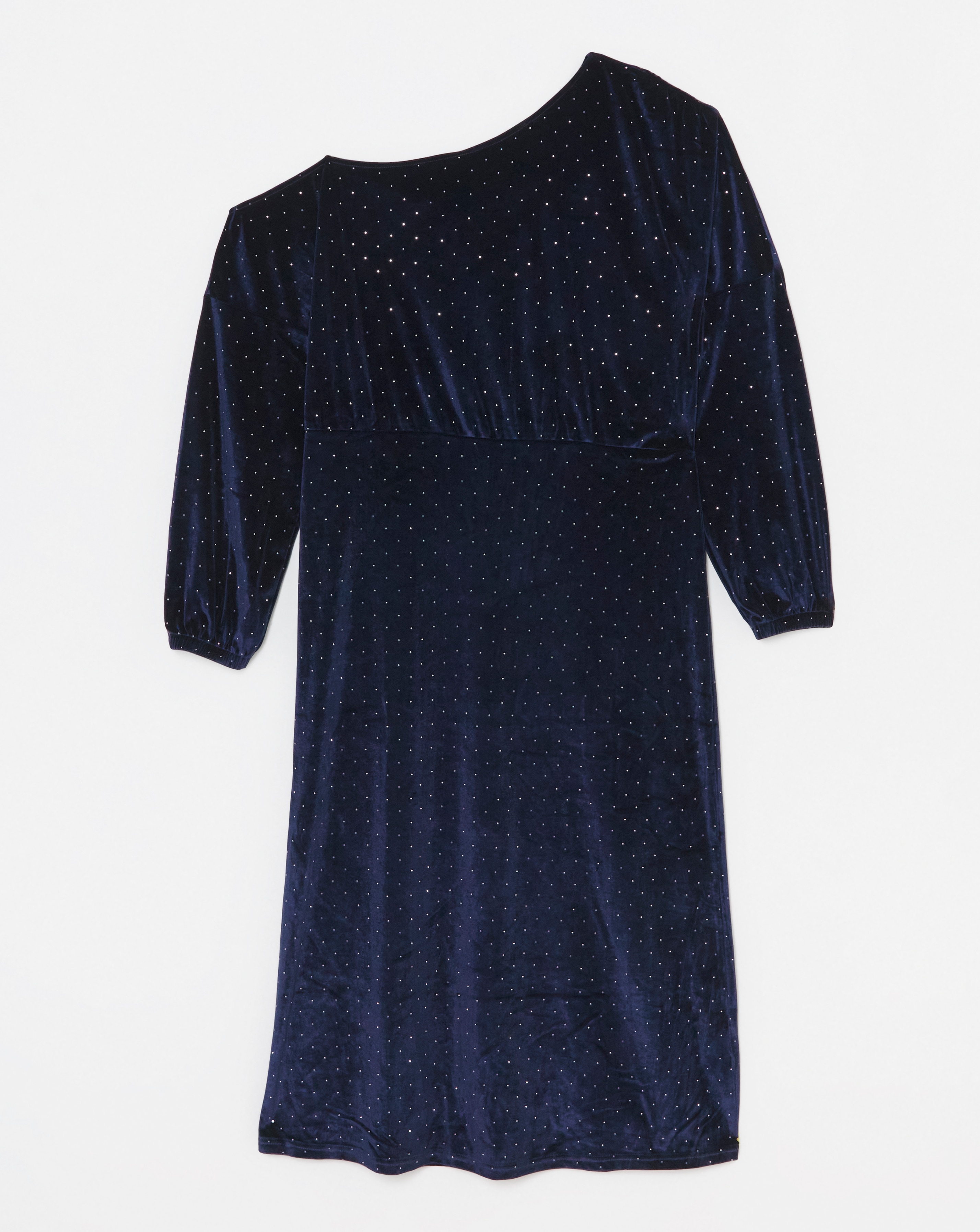Simply Be - Women's Navy Velour Hotfix Draped Midaxi Dress - Size 16 - Navy - 93% Recycled Polyester 7% Elastane