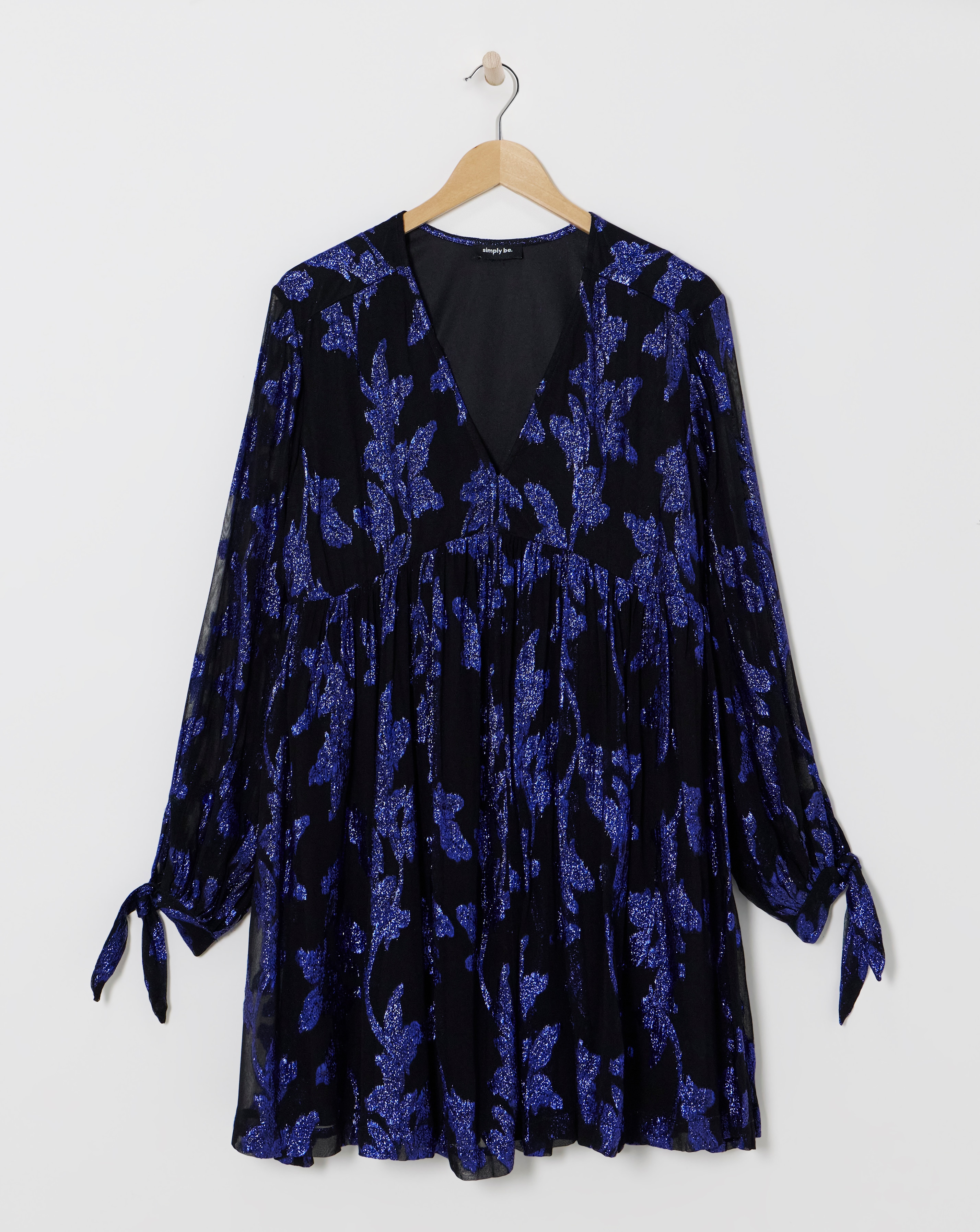Simply Be - Women's Blue/Black Jacquard Smock Dress - Size 10 - Black/blue - 86% Viscose 14% Metallised Fibre