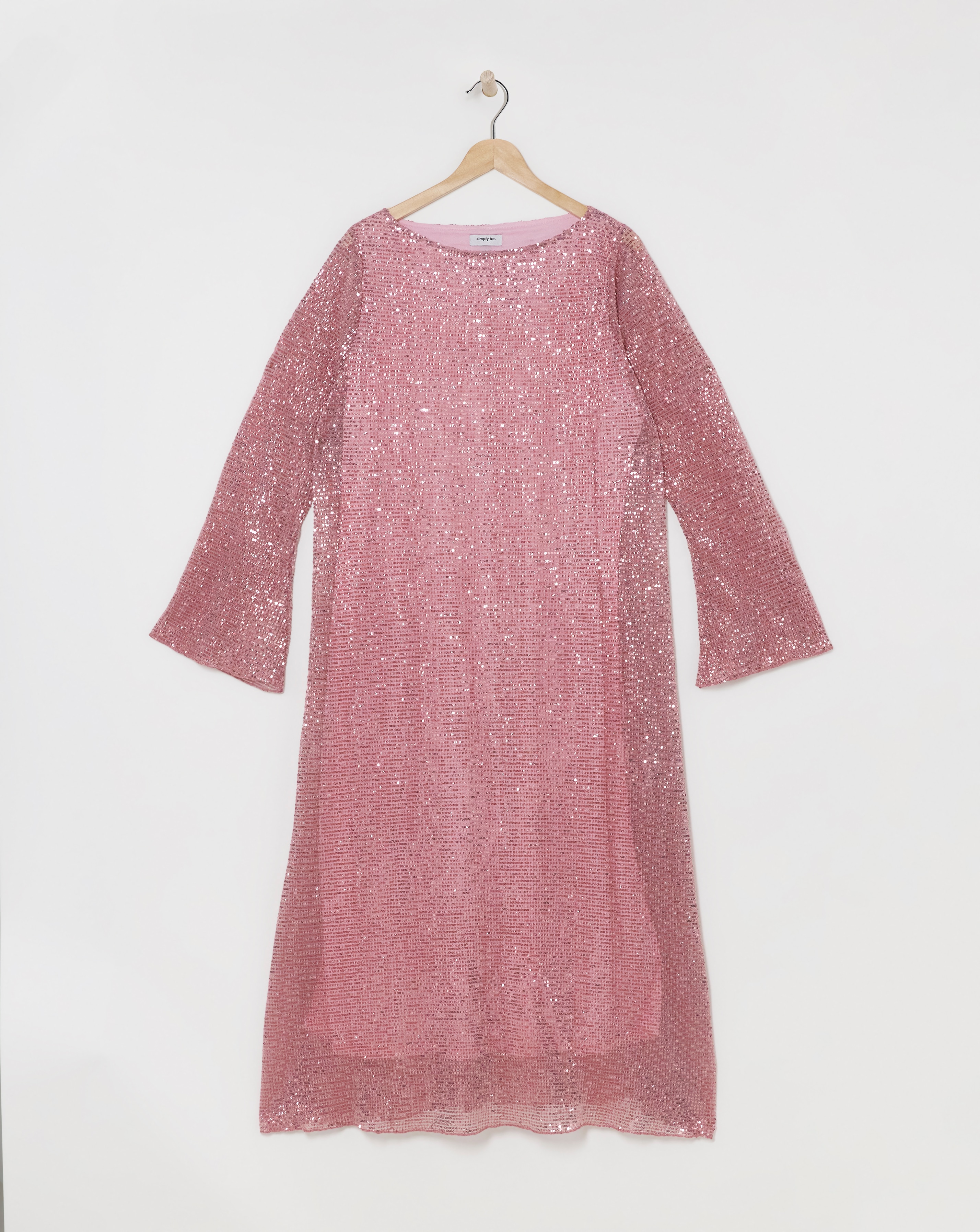 Simply Be - Women's Pink Sequin Midaxi Dress - Size 18 - Pink - 94% Polyester 6% Elastane