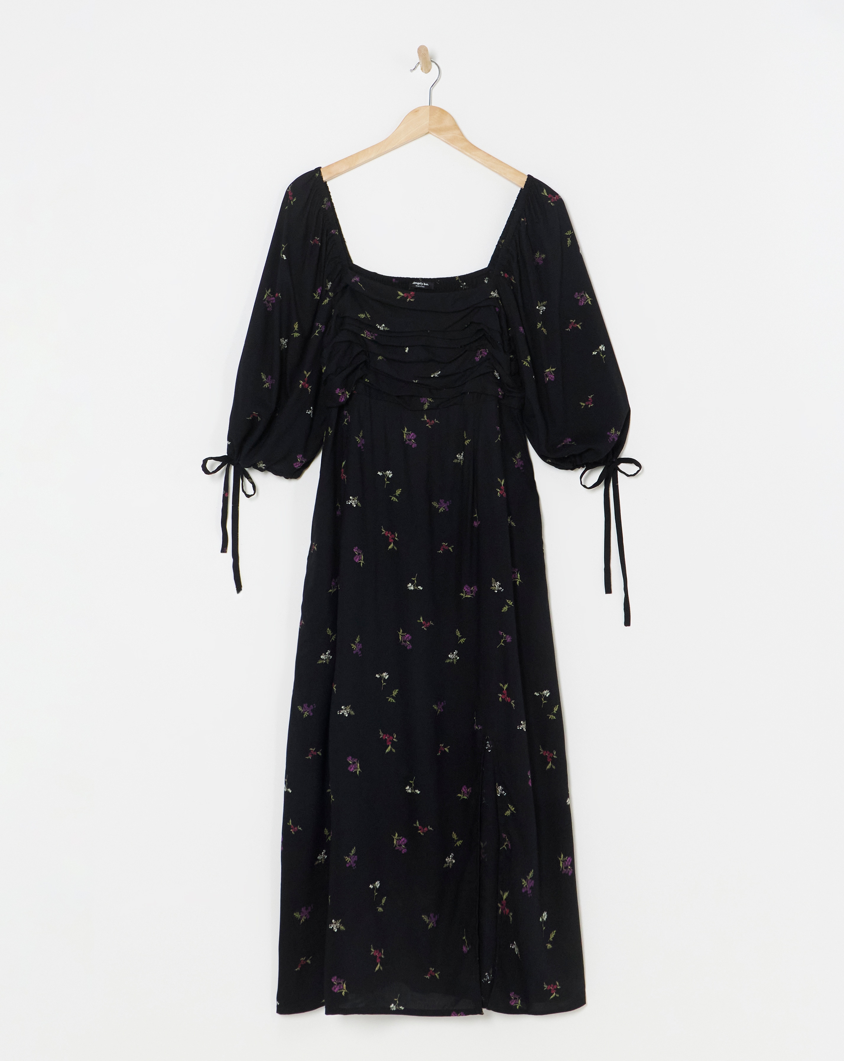 Simply Be - Women's Soft Volume Midi Dress - Size 10 - Black print - 100% ECOVERO TM - Sustainable