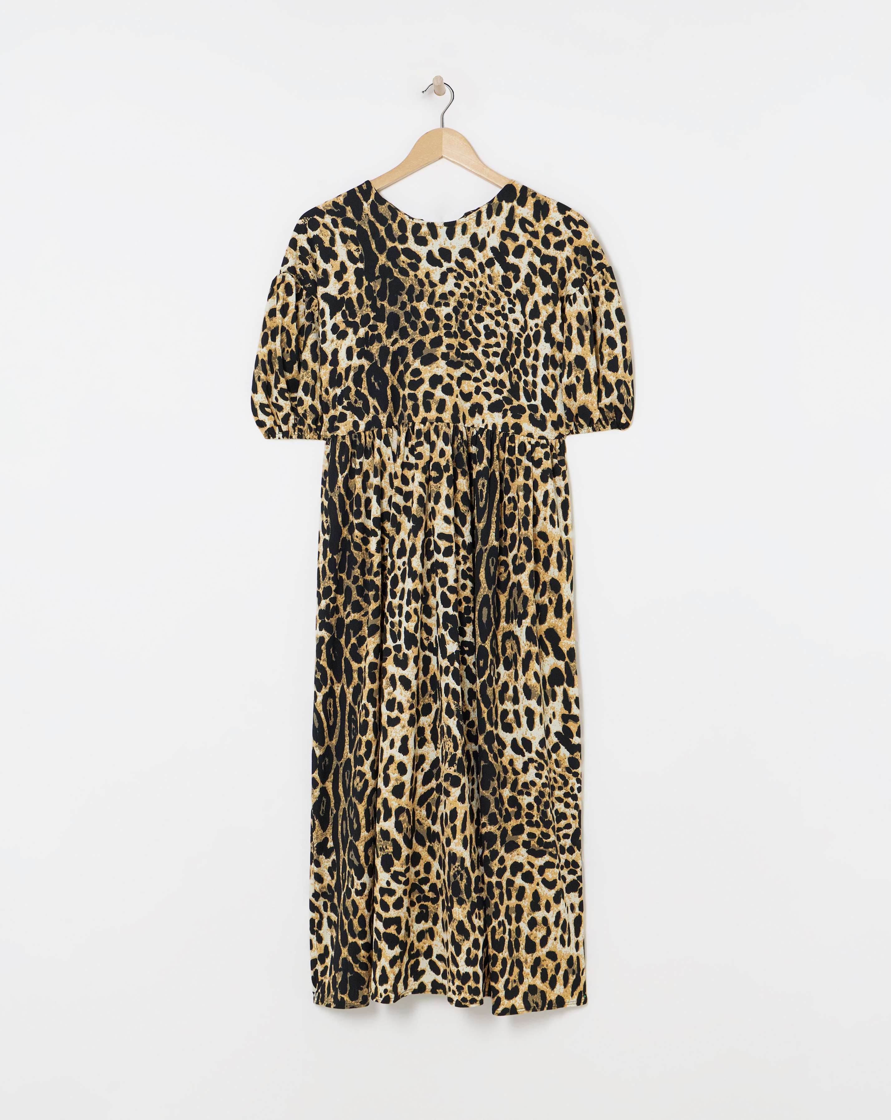 Simply Be - Women's Bow Detail Waffle Midi Dress - Size 10 - Leopard - 98% Polyester 2% Elastane