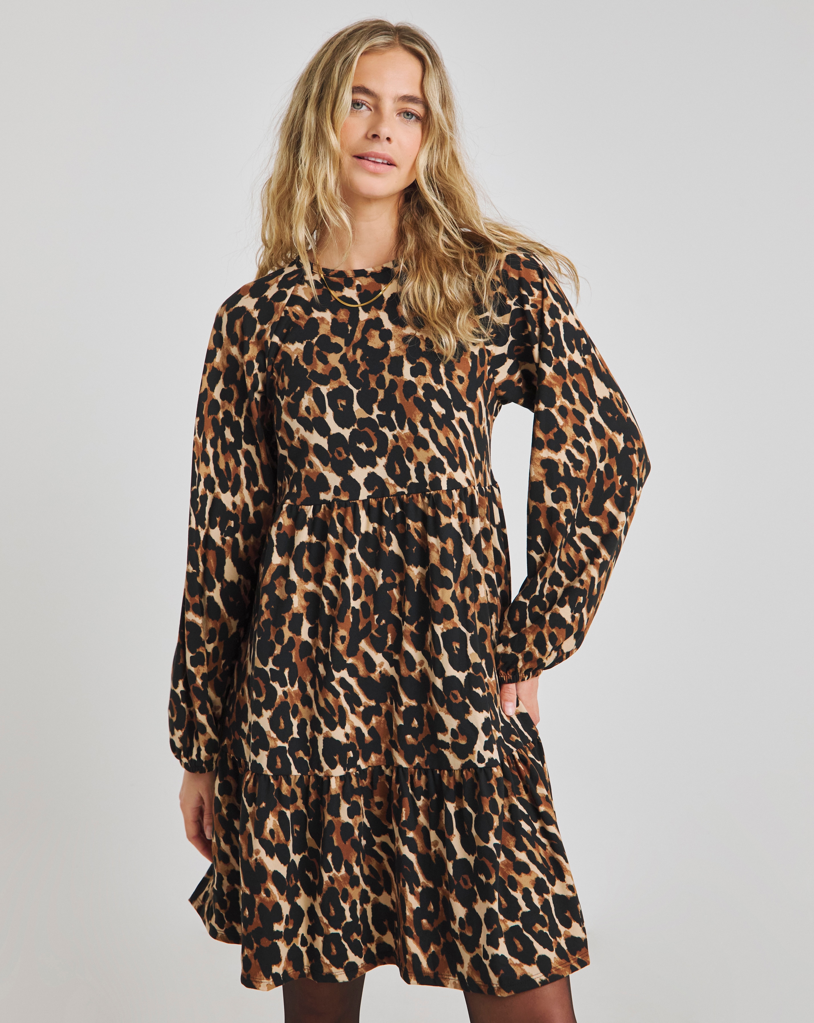 Simply Be - Women's Leopard Supersoft Smock Dress - Size 18 - Leopard - 95% Recycled Polyester 5% Elastane