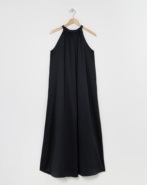 Simply Be - Women's Black Satin Halter Neck Dress - Size 10 - Black - 100% Polyester