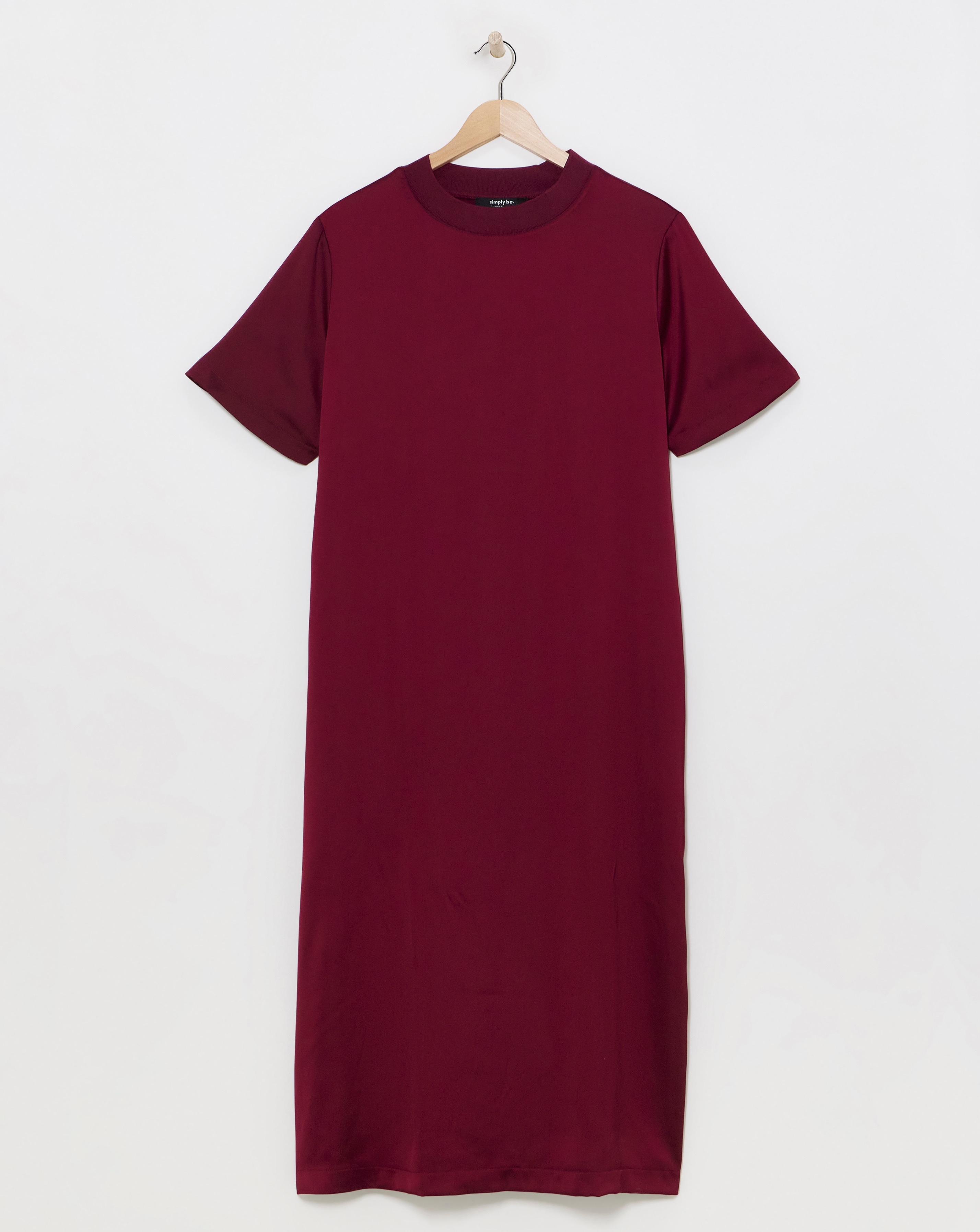 Simply Be - Women's Berry Satin Midi Dress - Size 10 - Berry - 98% Polyester 2% Elastane