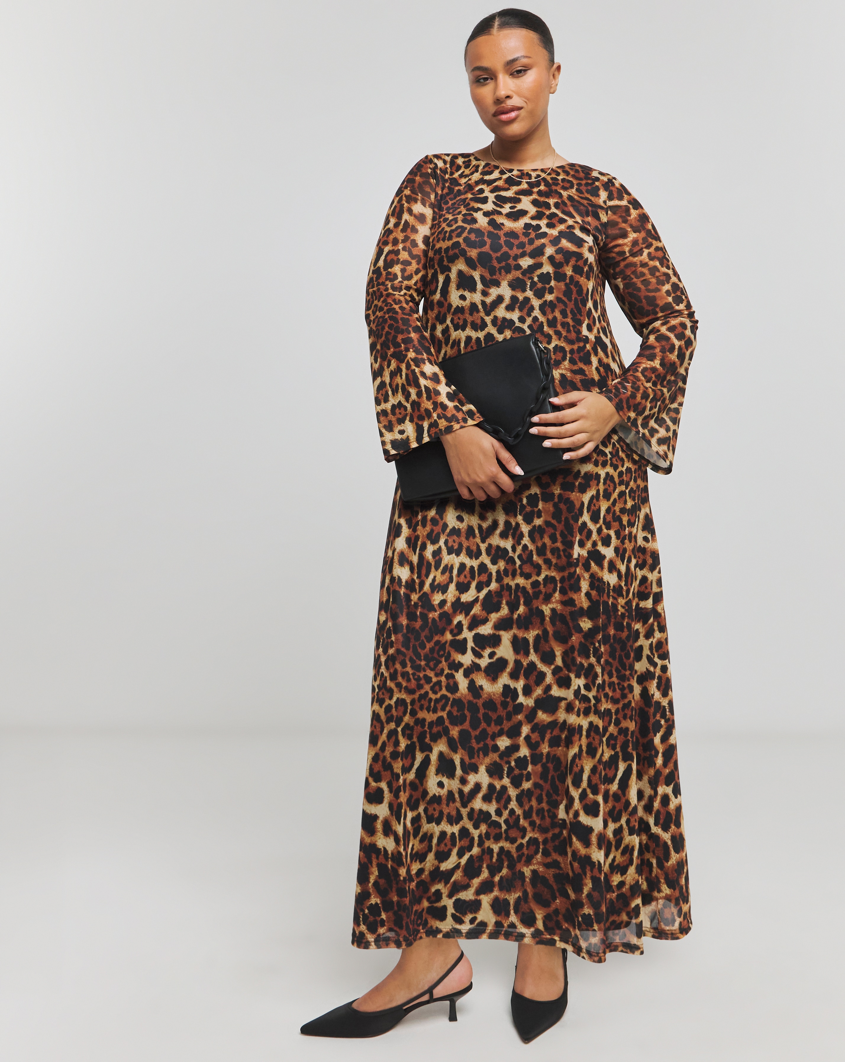 Simply Be - Women's Leopard Mesh Maxi Dress - Size 10 - Leopard - 96% Polyester 4% Elastane