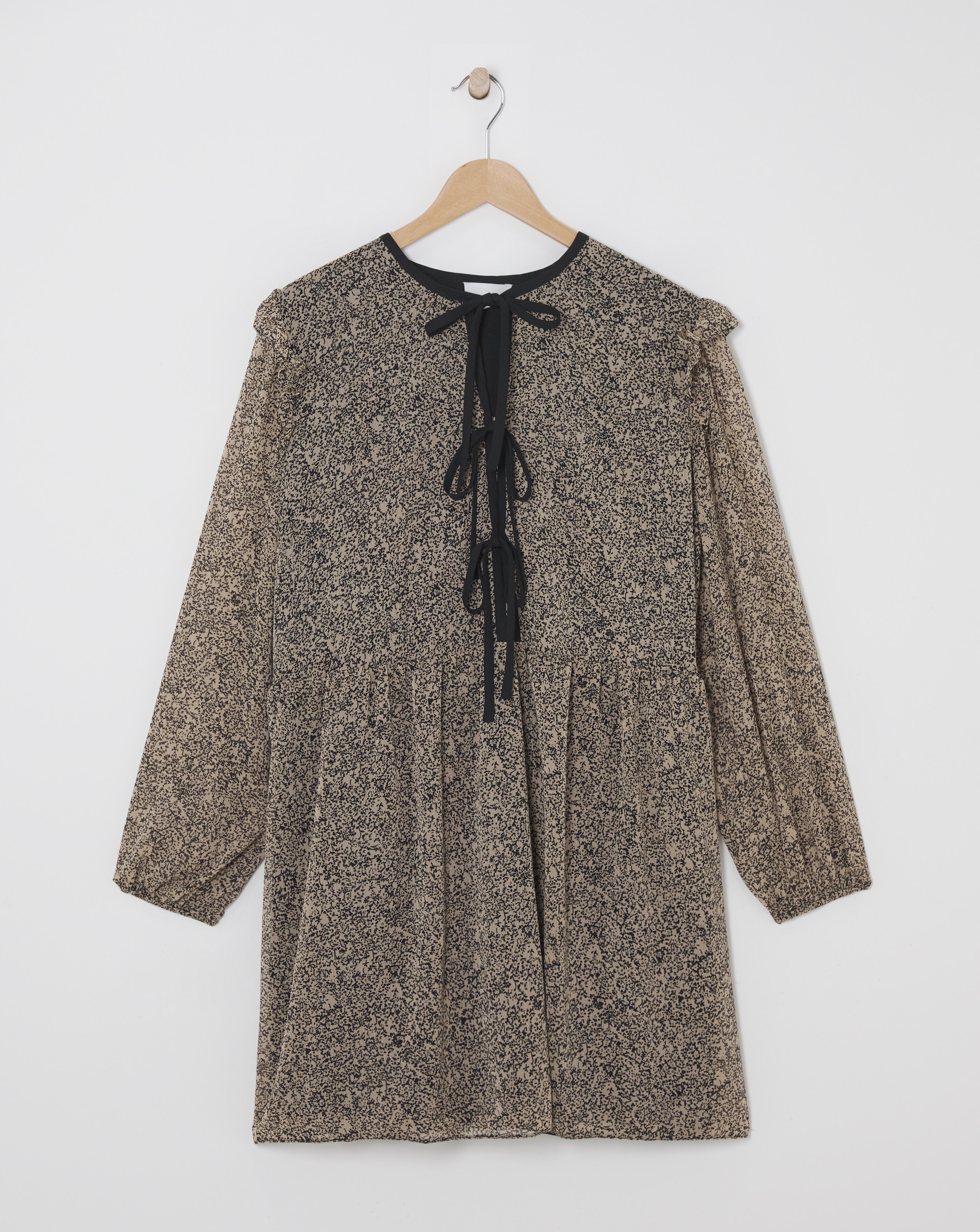 Simply Be - Women's Bow Front Georgette Skater - Size 10 - Brown print