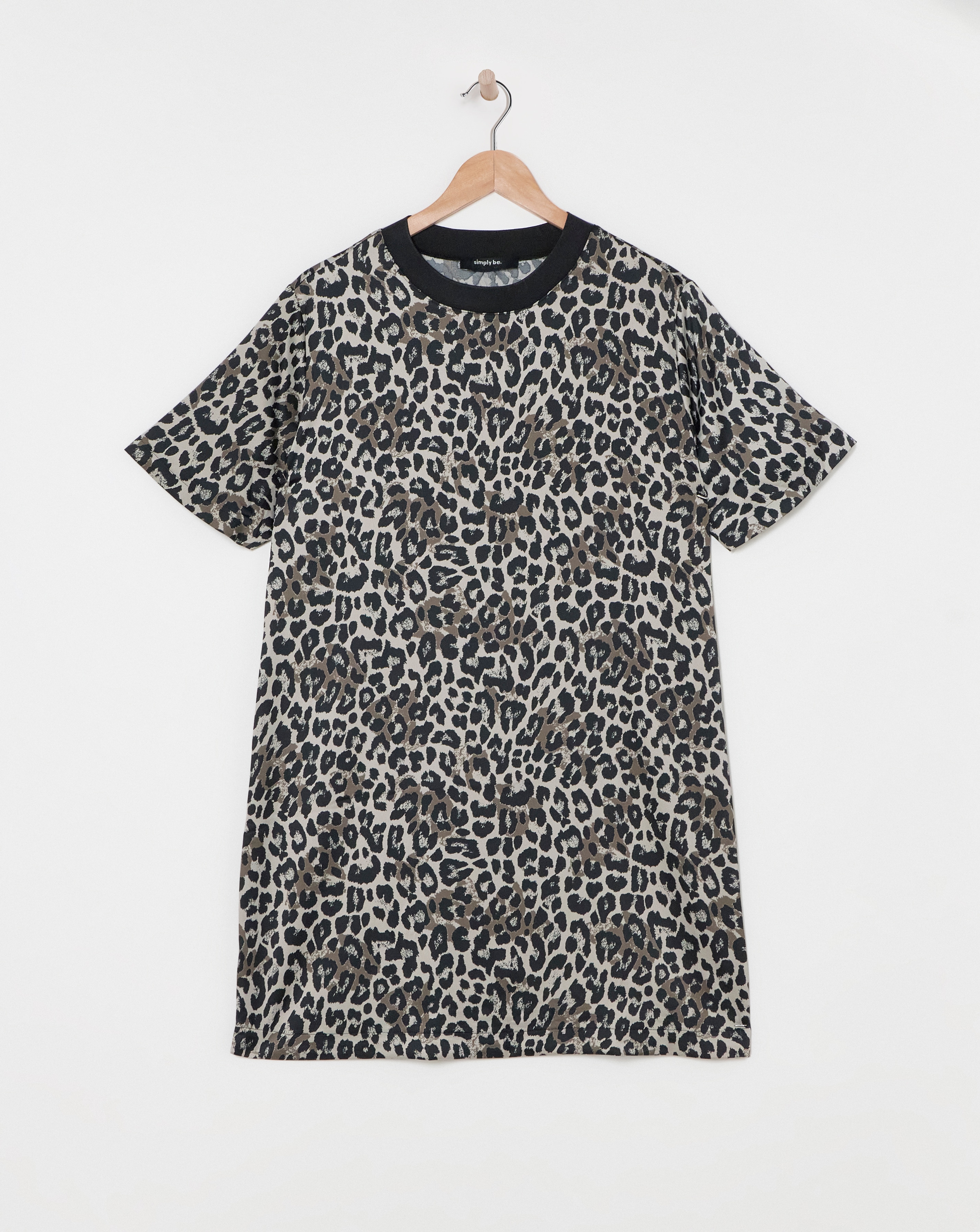 Simply Be - Women's Leopard Satin T-Shirt Dress - Size 10 - Leopard - 98% Polyester 2% Elastane