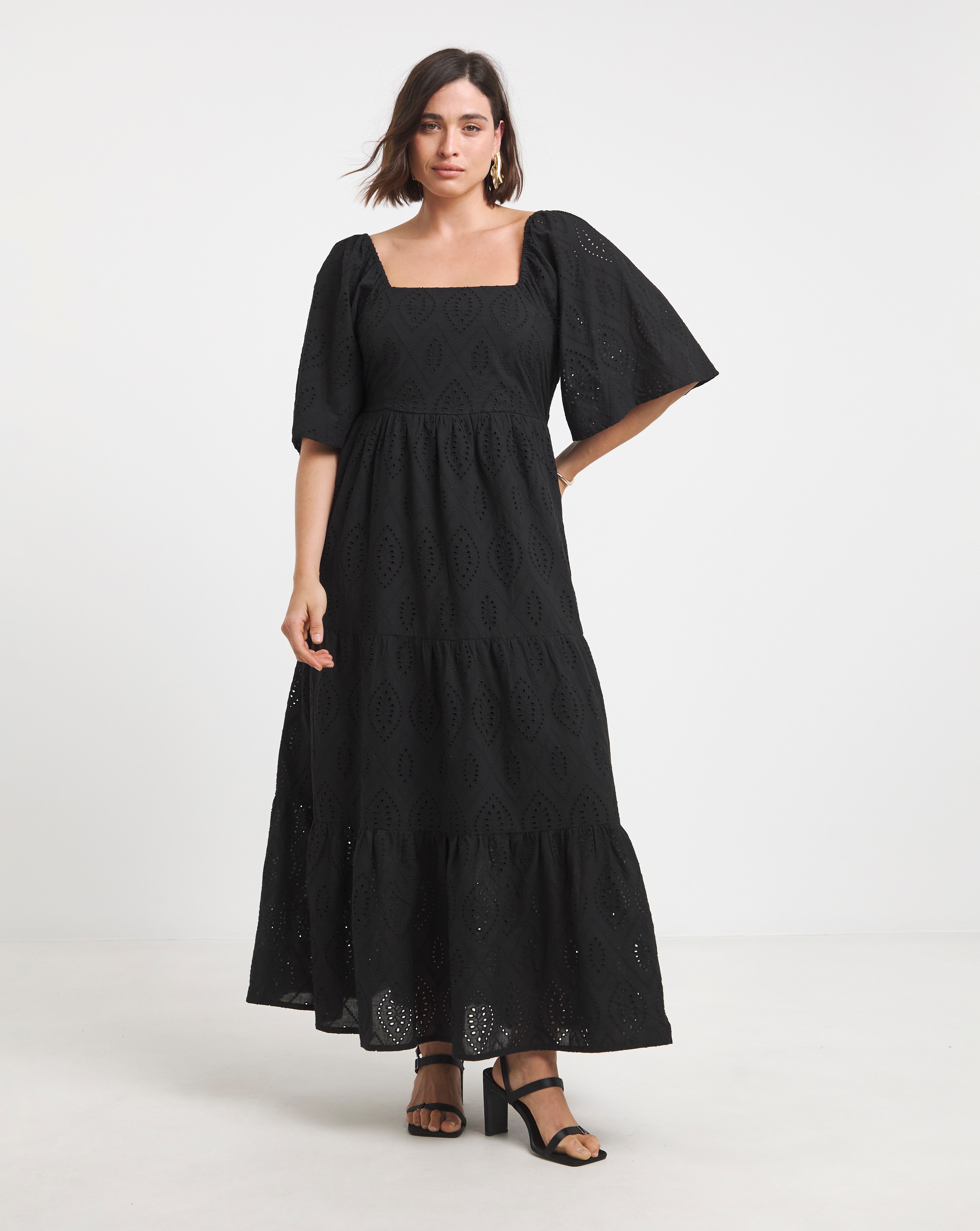 Simply Be - Women's Black Broderie Maxi Dress - Size 10 - Black - 100% Cotton