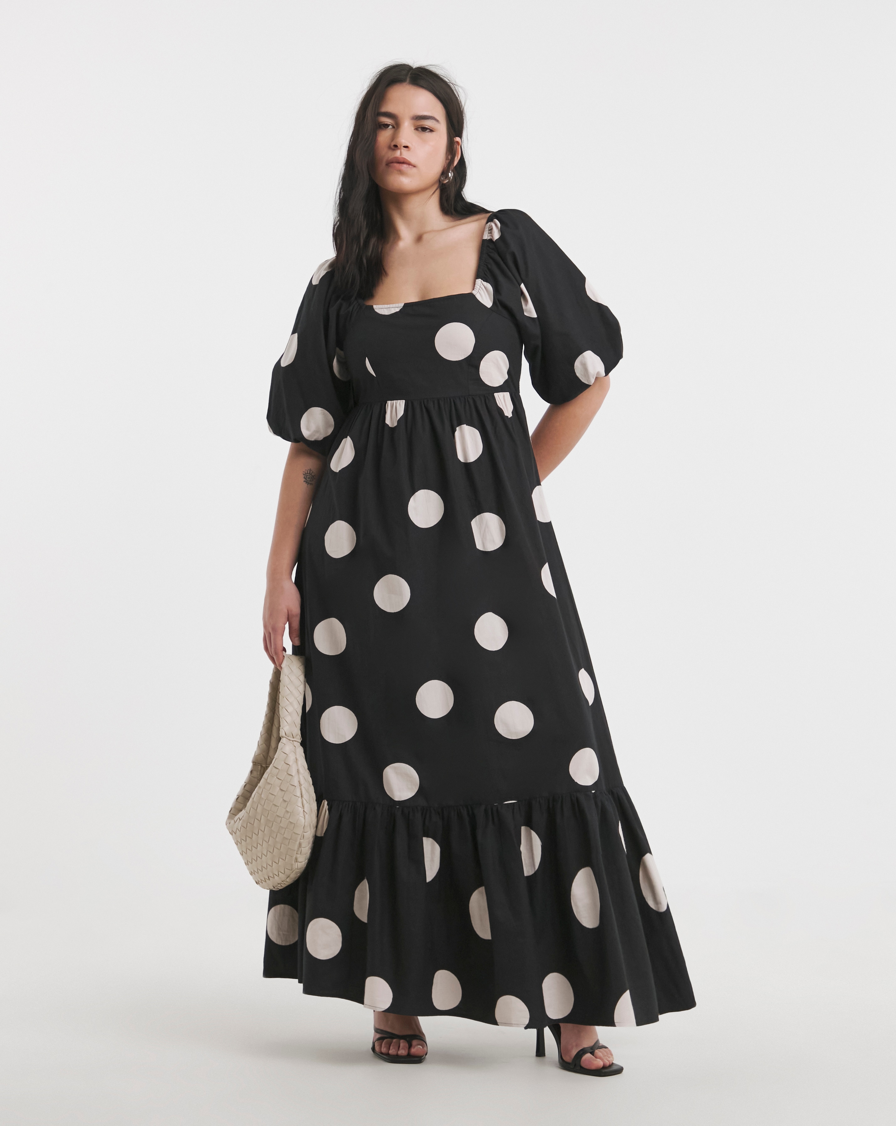Simply Be - Women's Mono Spot Printed Cotton Maxi Dress - Size 16 - Mono - 100% Cotton