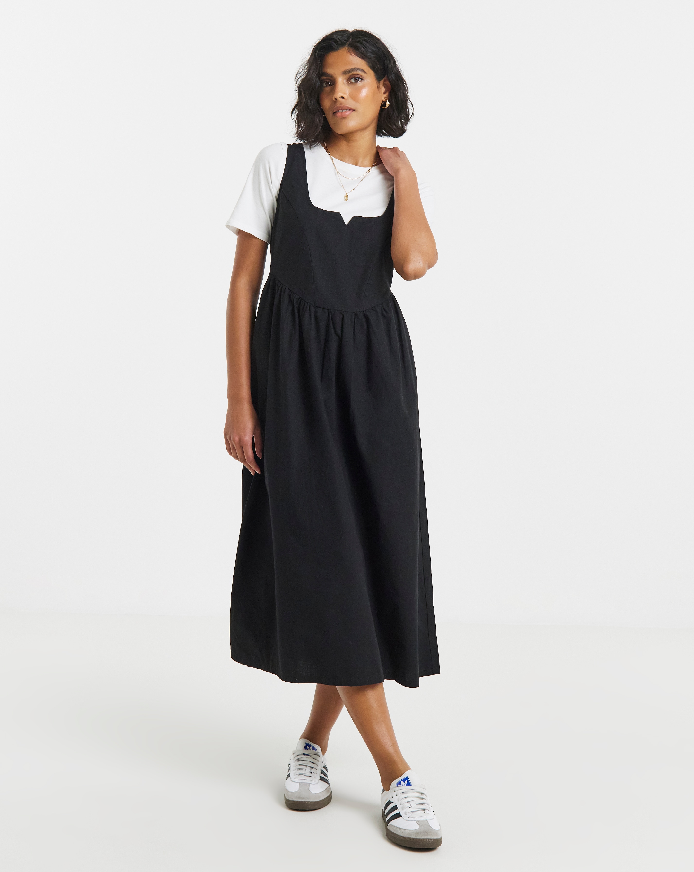 Simply Be - Women's Black Seamed Detail Utility Midi Dress - Size 10 - Black