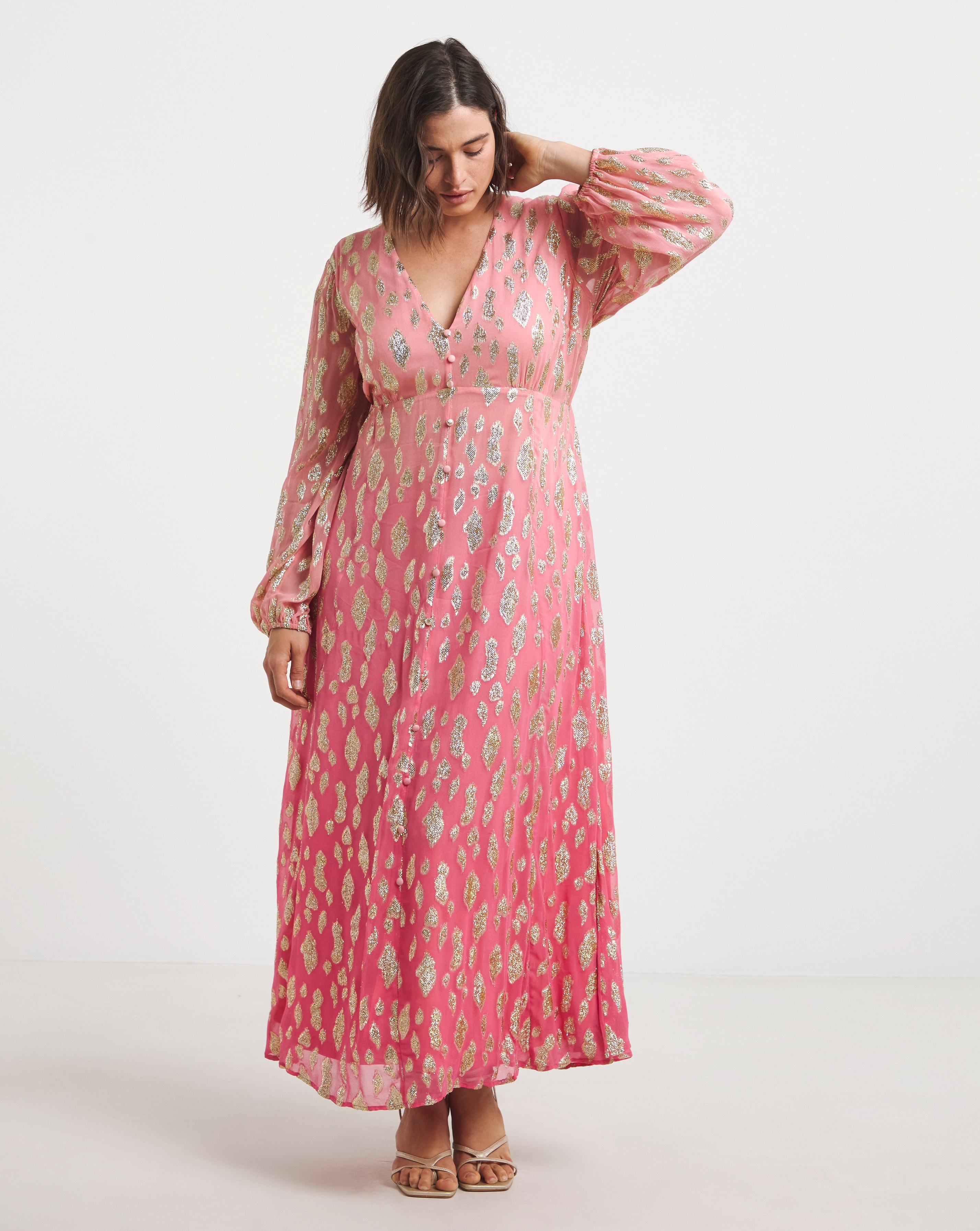 Simply Be - Women's Pink Ombre Jacquard Maxi Dress - Size 10 - Pink