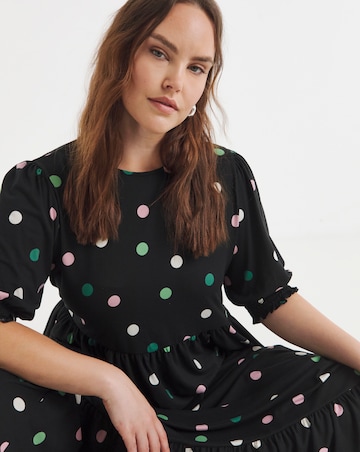 Simply Be Spot Print Supersoft Tiered Midi Dress