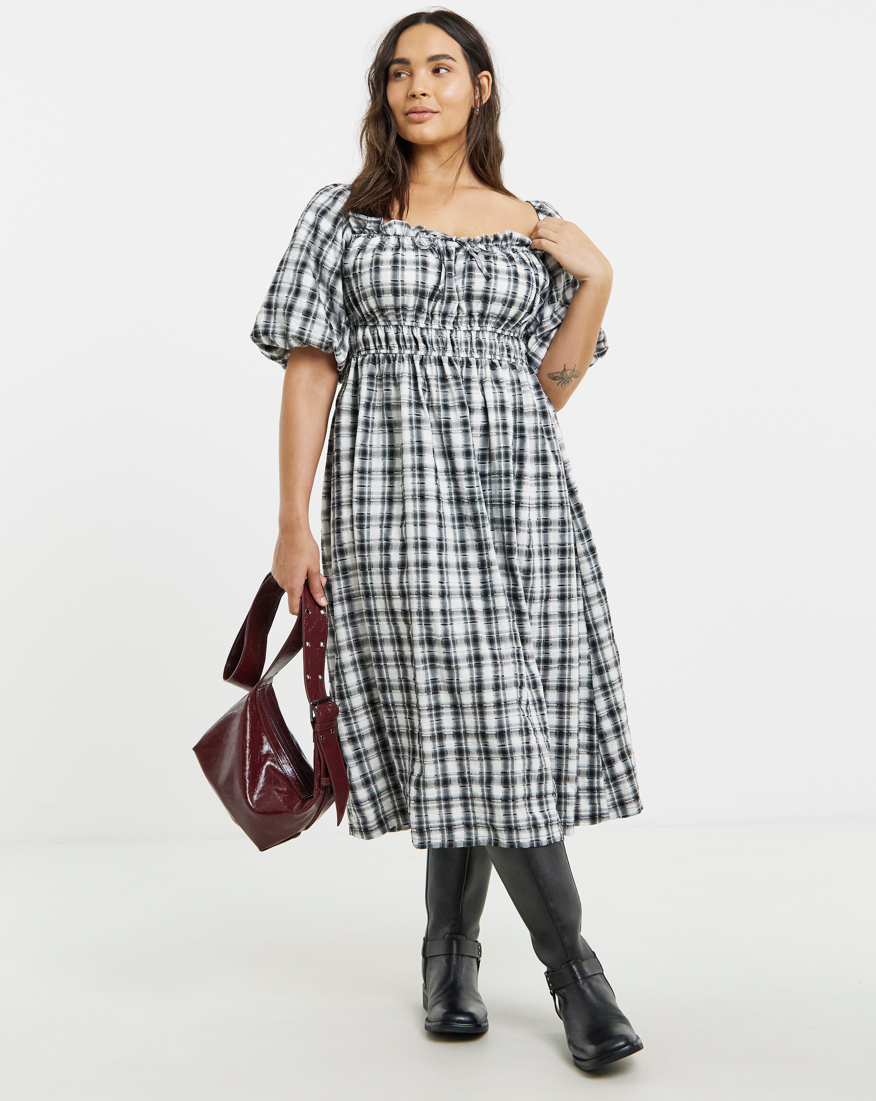 Simply Be - Women's Gingham Midi Dress - Size 10 - Gingham - 100% Cotton