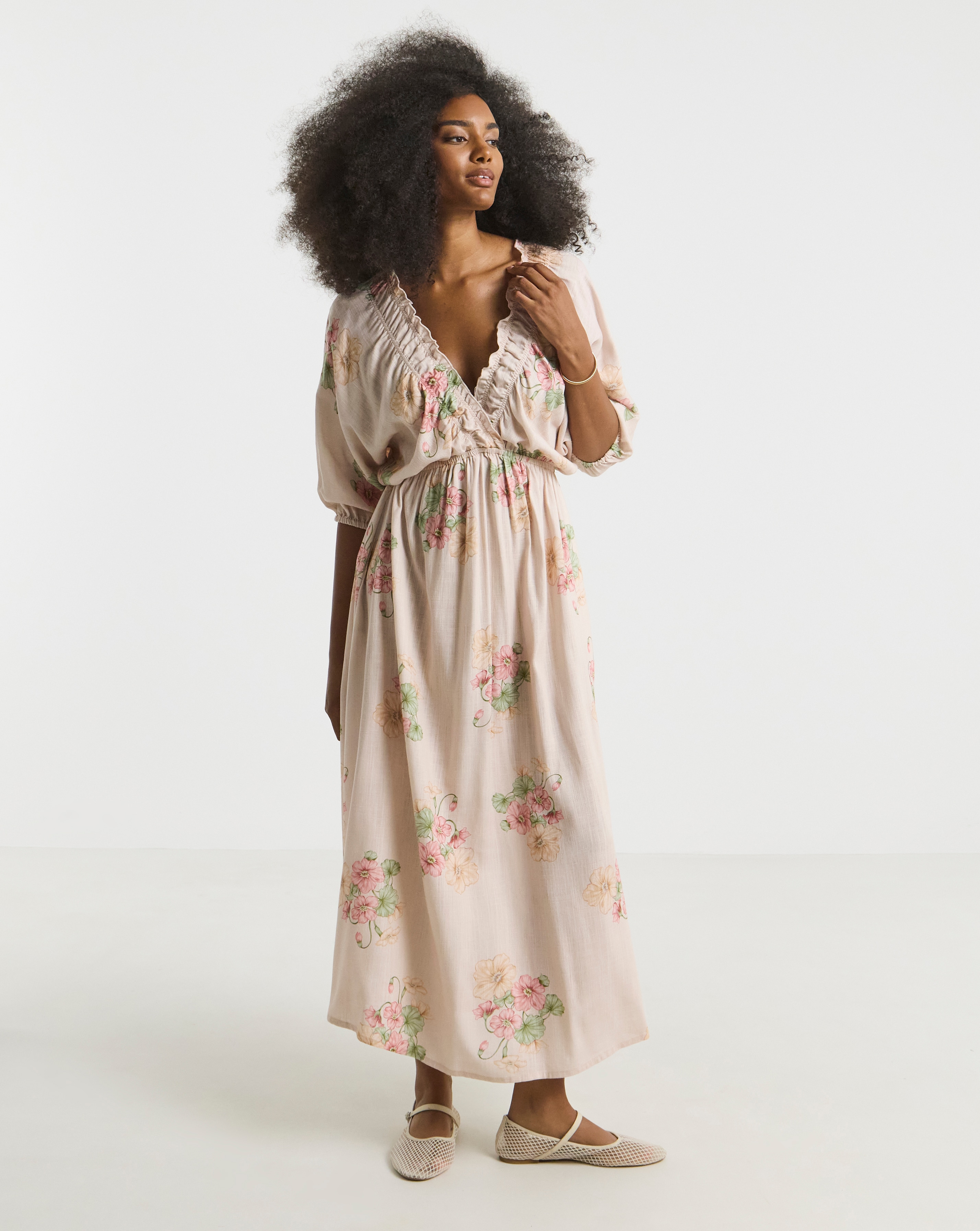 Simply Be Printed Linen Blend Midi Dress