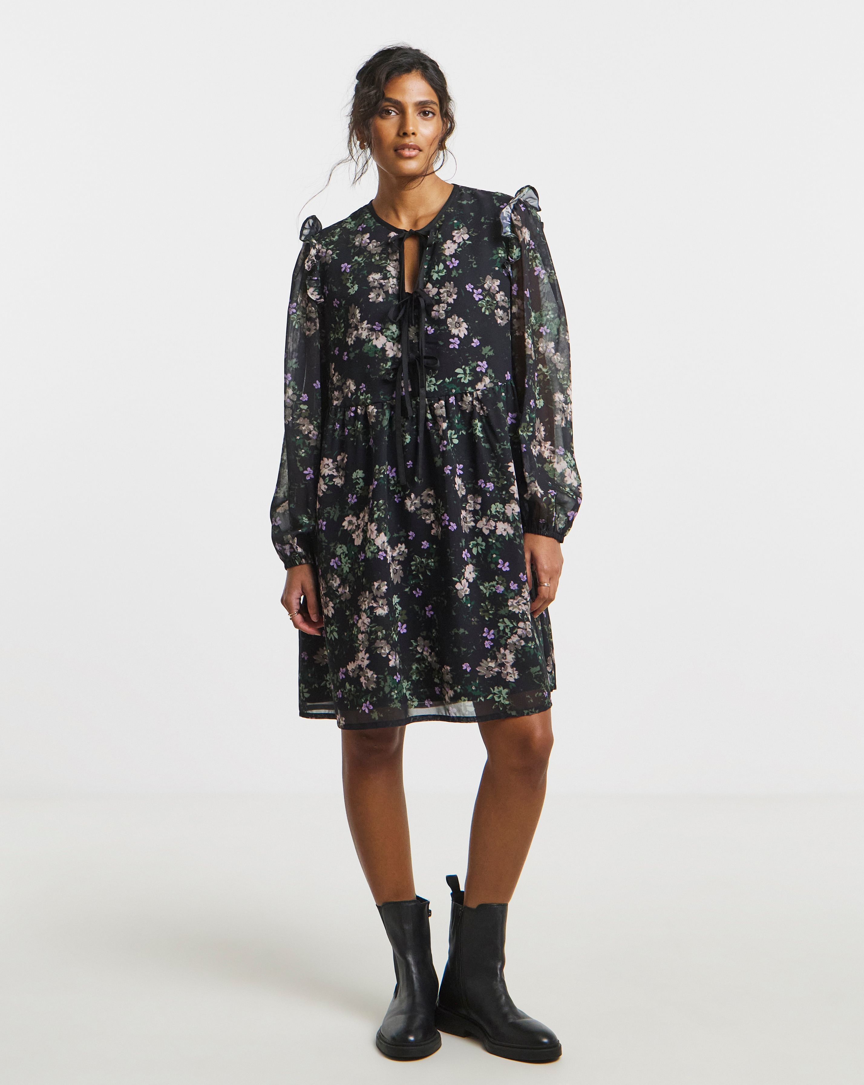 Simply Be Ditsy Bow Detail Skater Dress