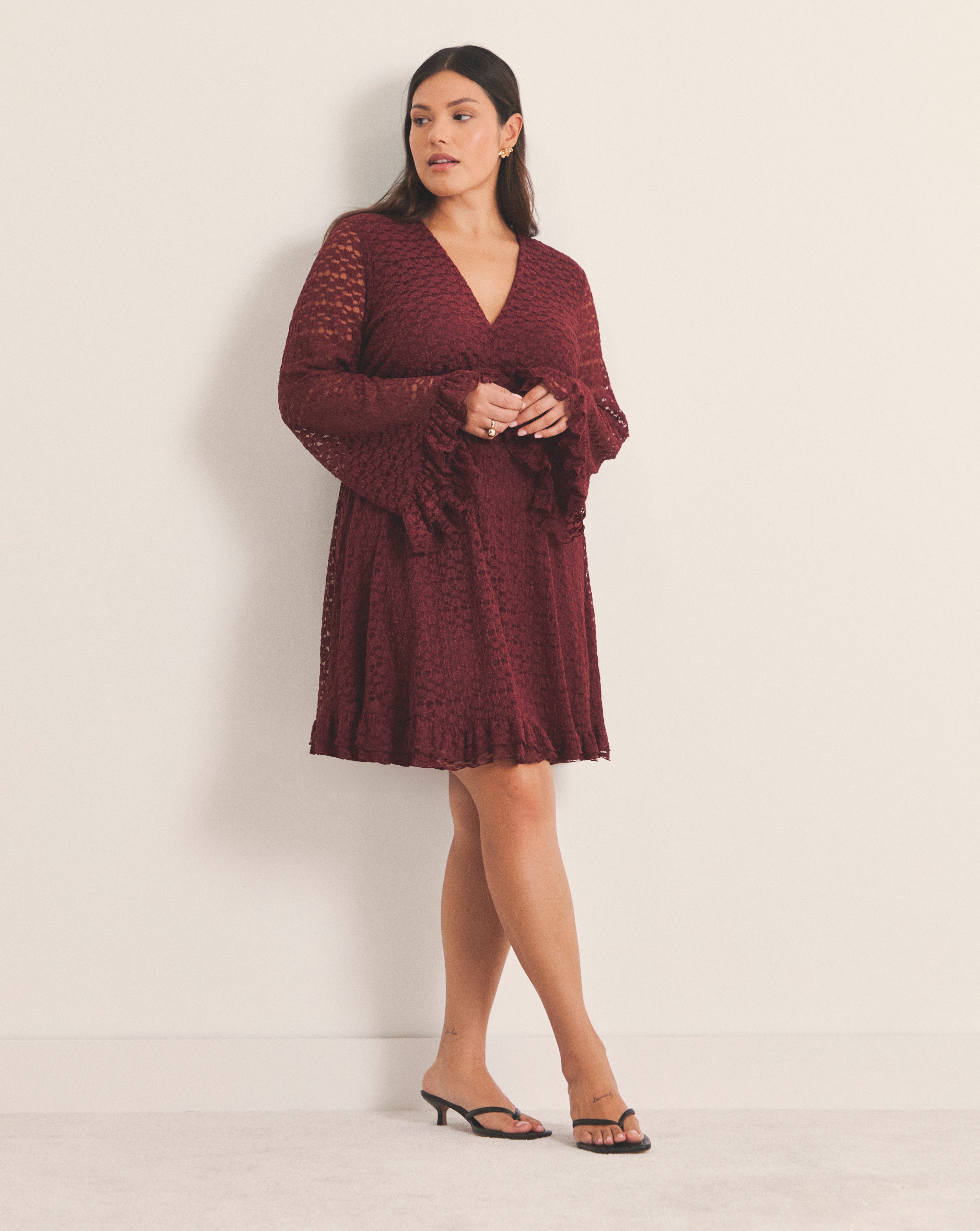 Burgundy Lace Skater Dress