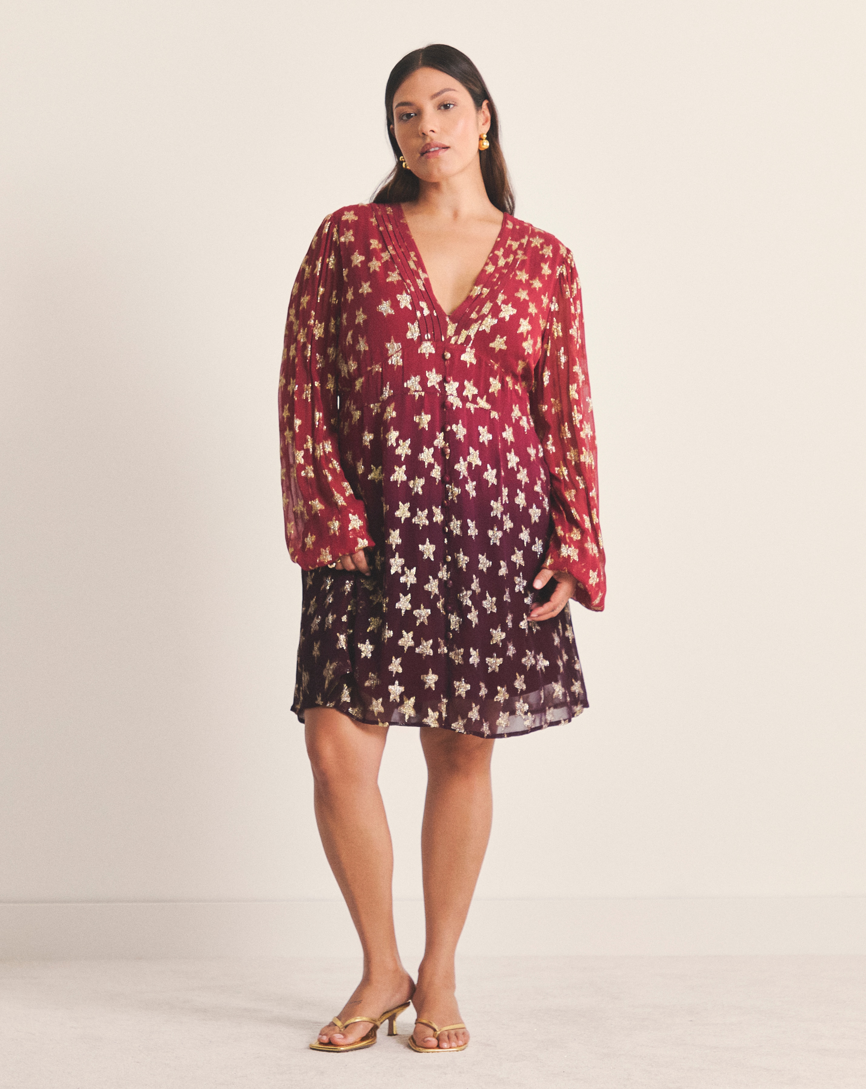 Ombre Star Jacquard Skater Dress