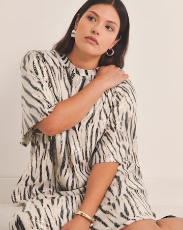 Zebra Sequin T-Shirt Dress