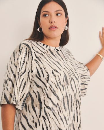 Zebra Sequin T-Shirt Dress