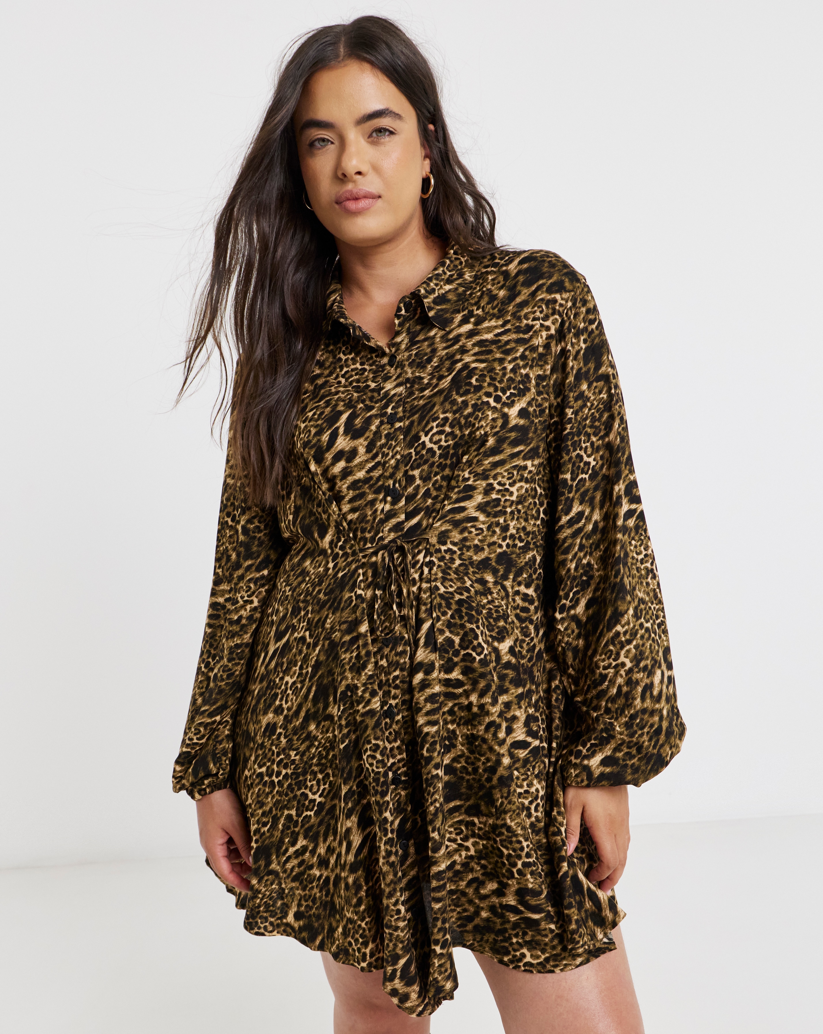 Leopard Print Shirt Dress