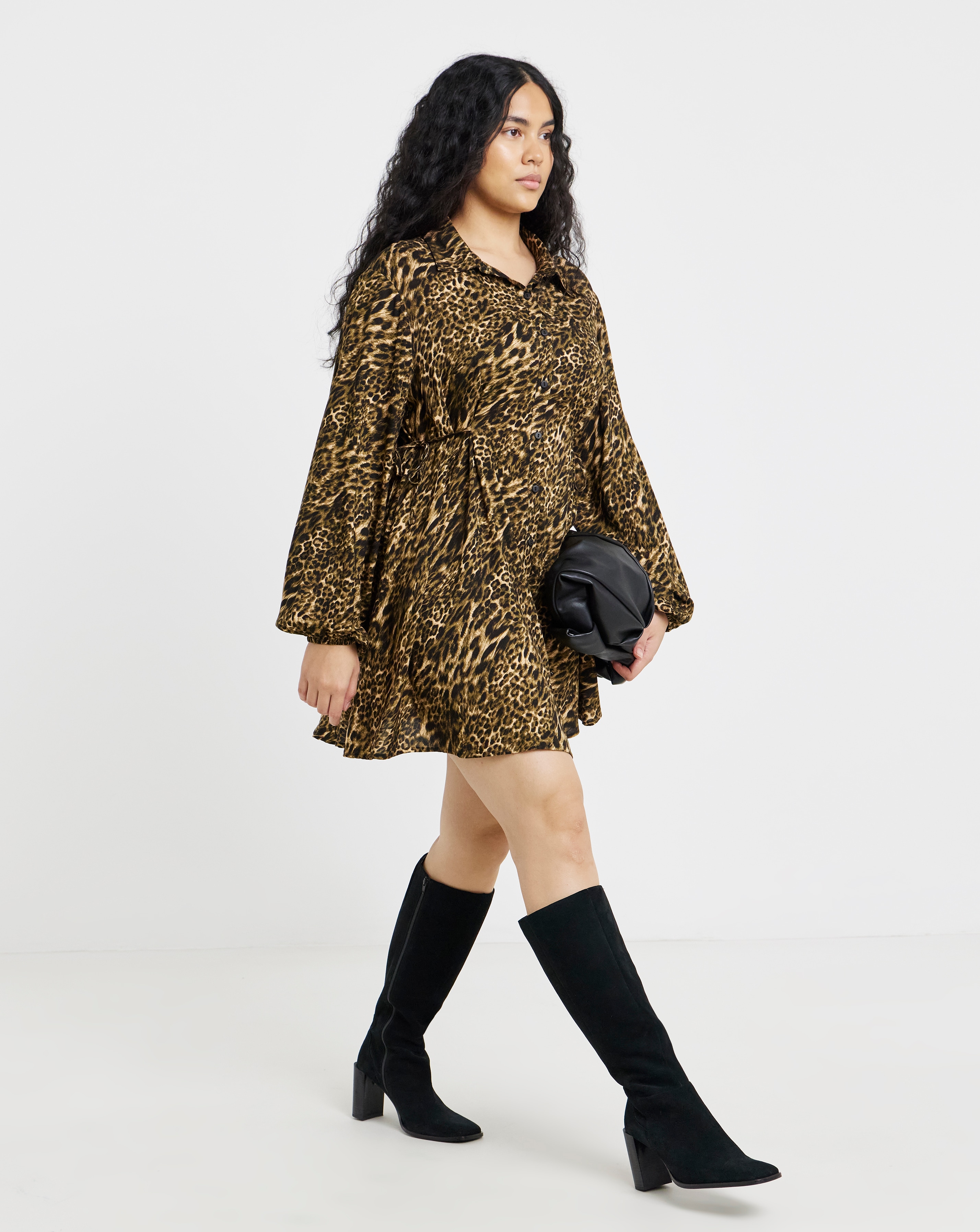 Leopard Print Shirt Dress