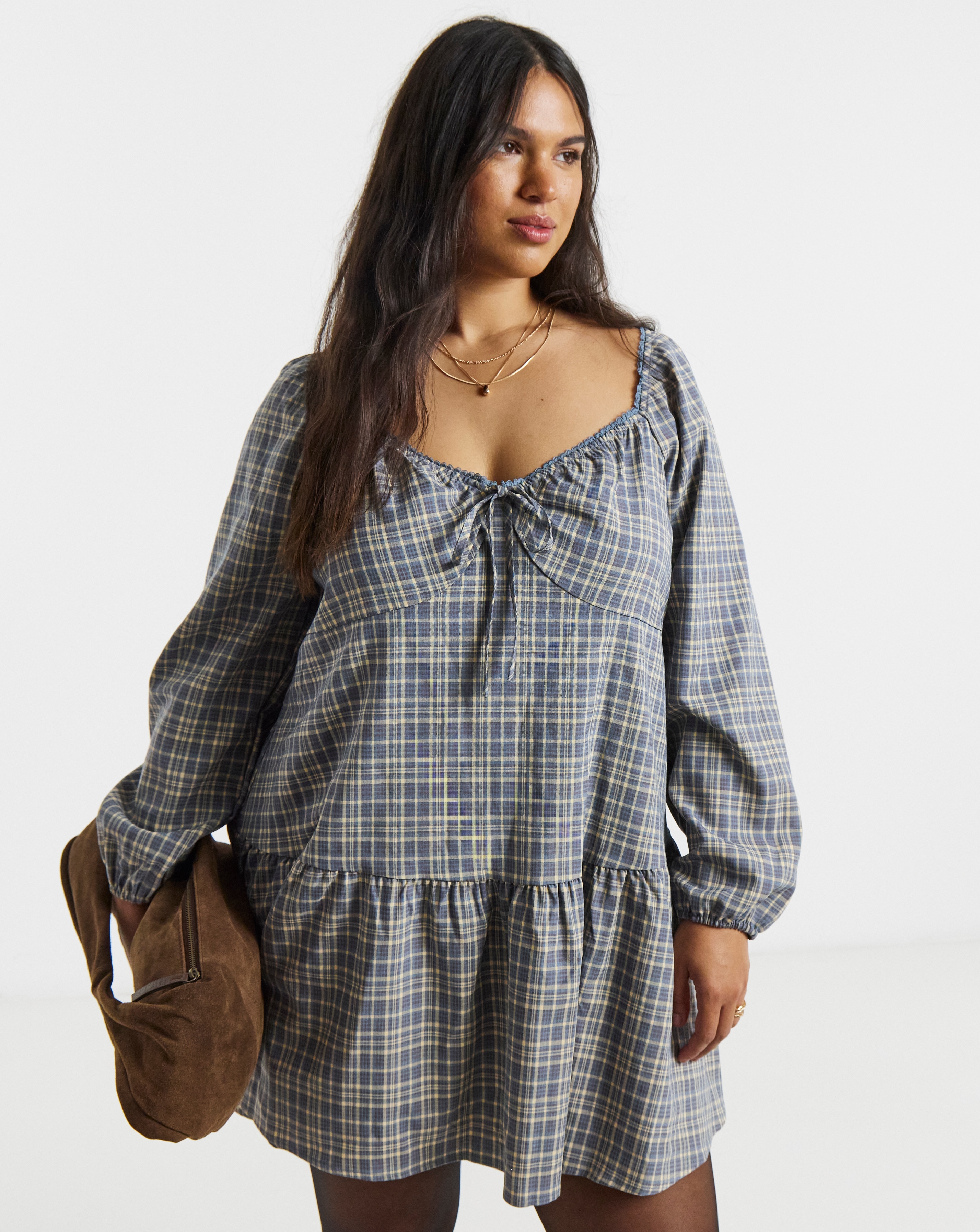 New In - Check Drop Waist Dress