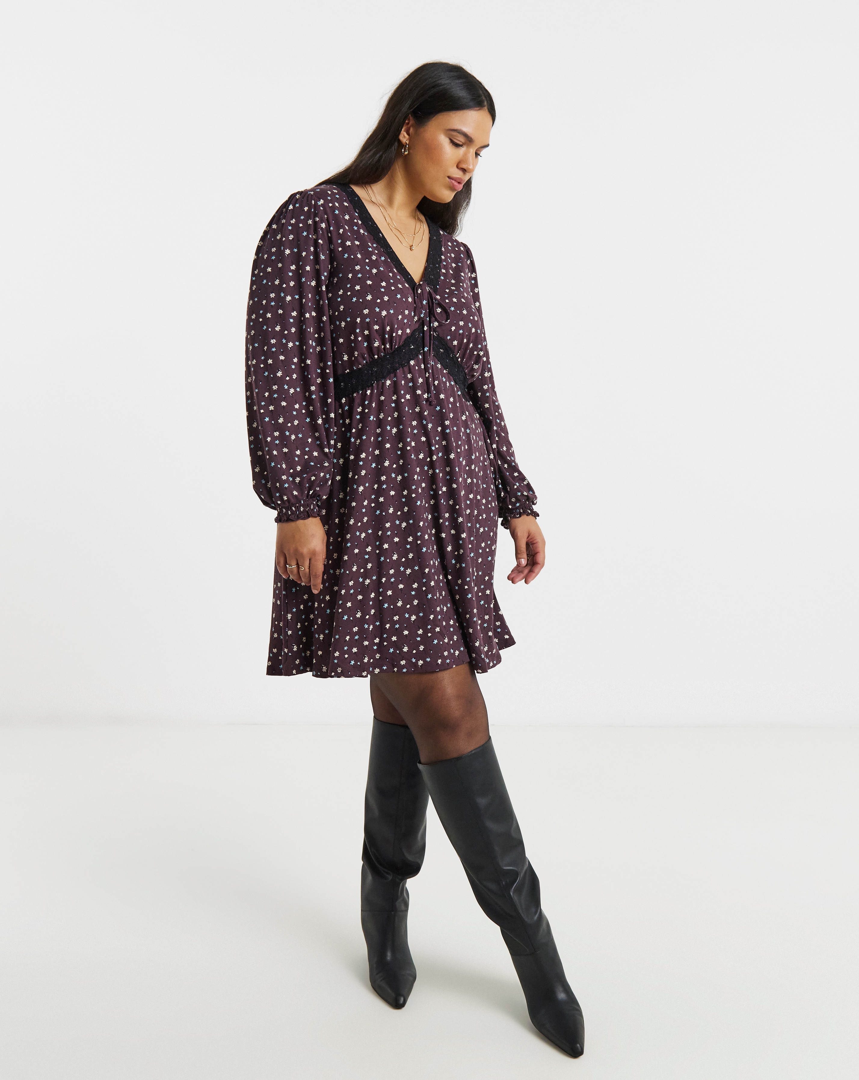 New In - Supersoft Lace Trim Skater Dress