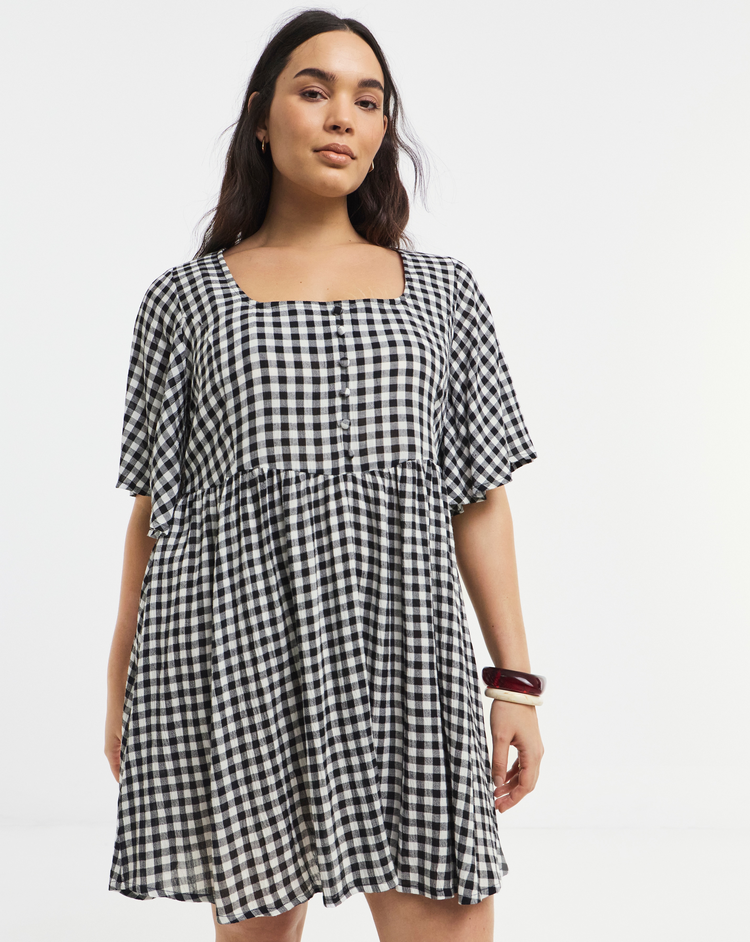 New In - Gingham Historic Detail Skater Dress