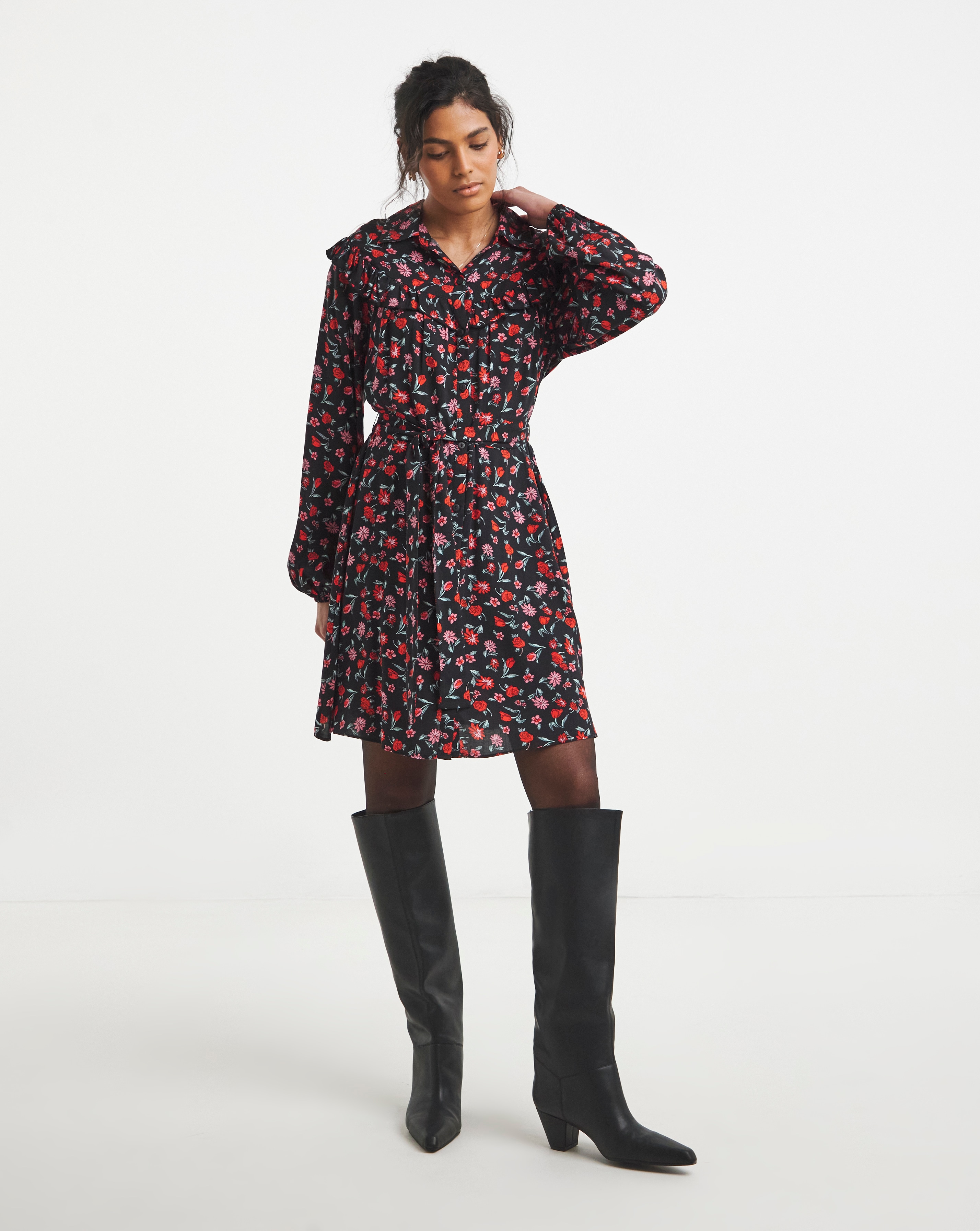 New In - Frill Detail Shirt Dress