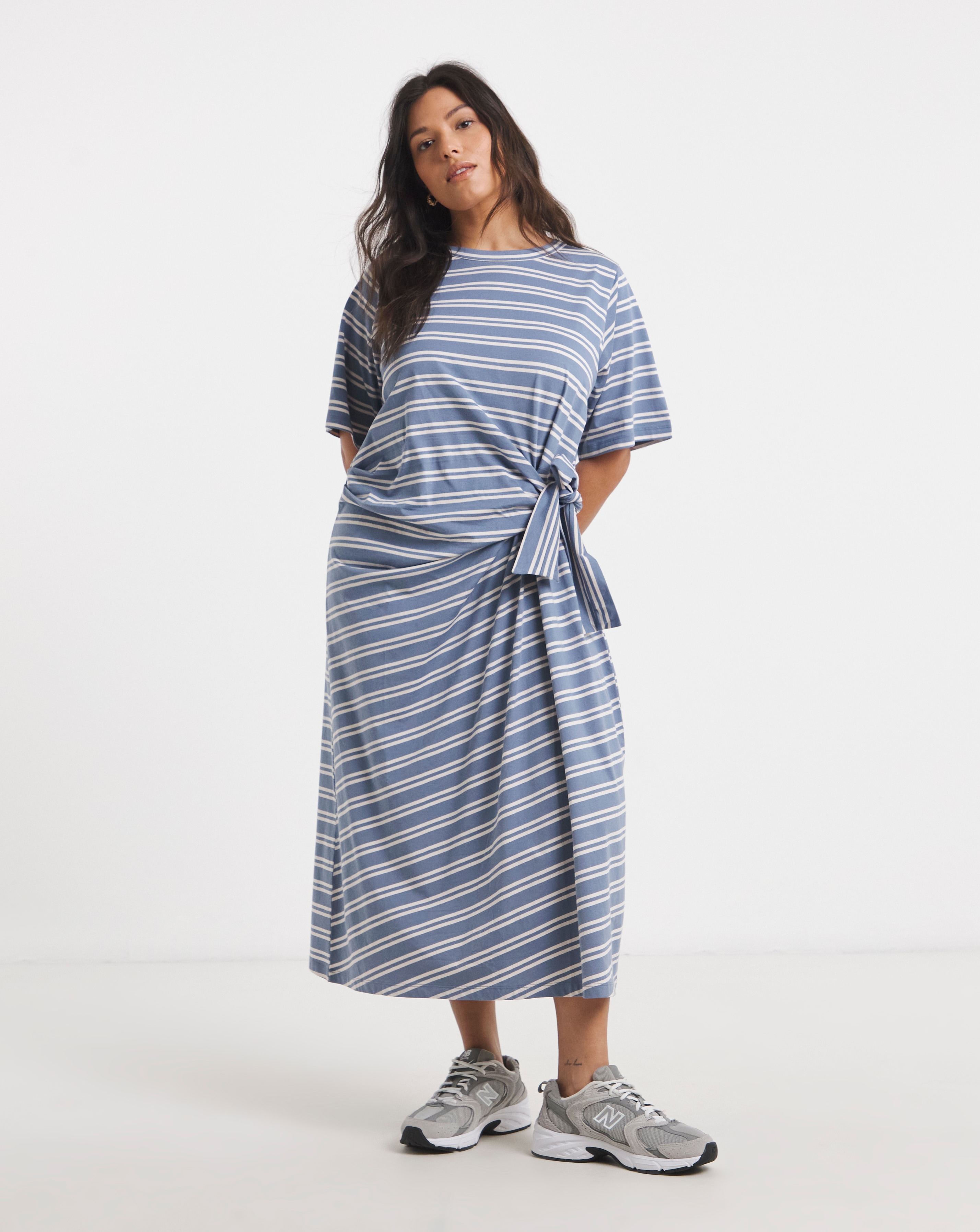 New In - Stripe Jersey Midi With Side Tie