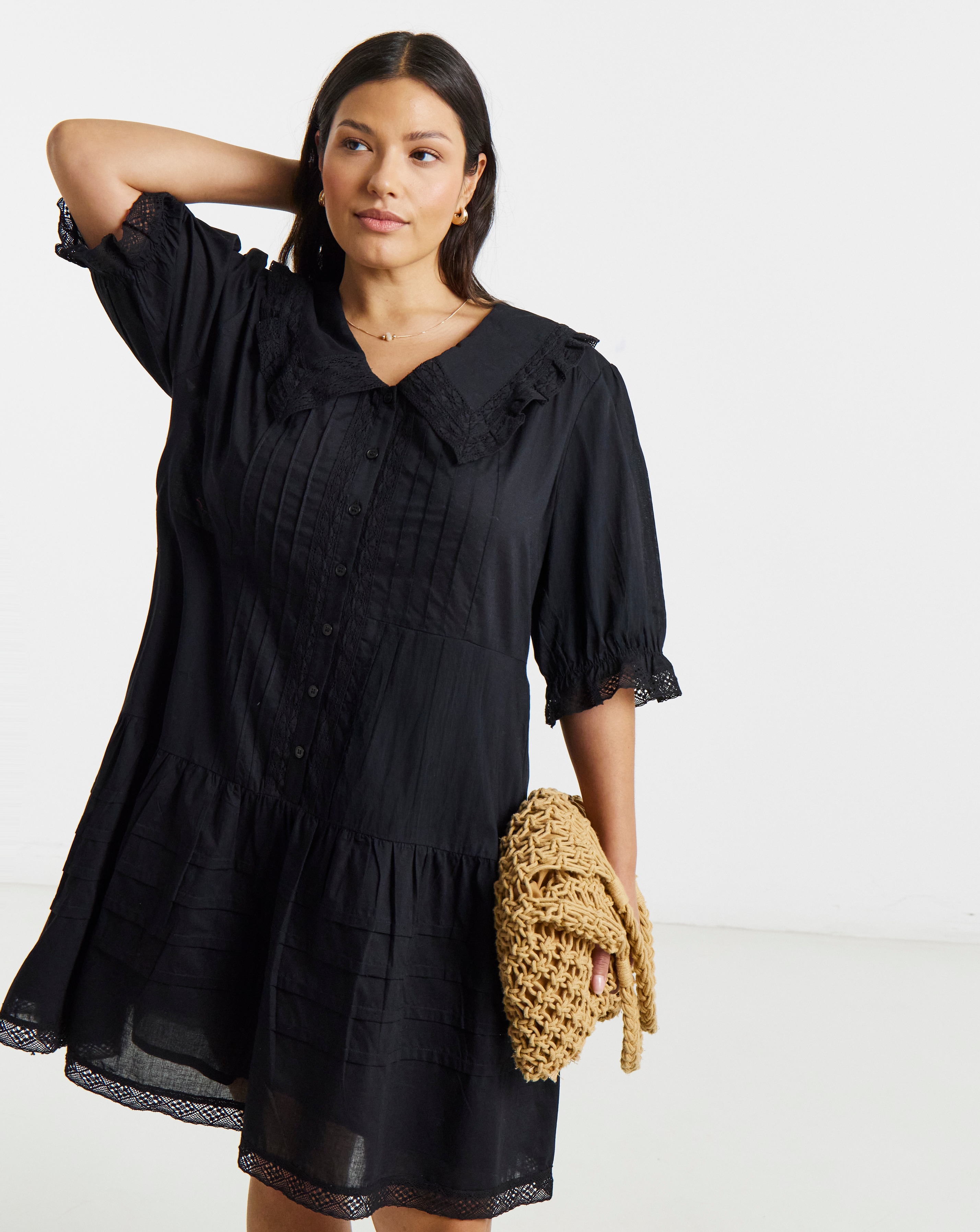 New In - Collar Detail Smock Dress