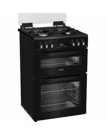 Hotpoint HDG6GDCB1 60cm Gas Double Cooker with Glass Lid - Black