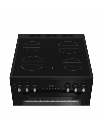 Hotpoint HTE6VDCB1 60cm Electric Twin Cooker with Multiflow - Black