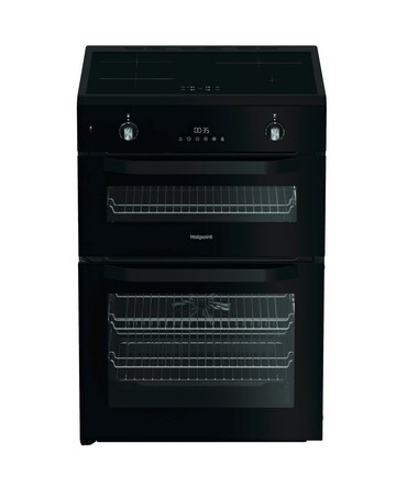Hotpoint HDE6IDC2B1 60cm Electric Double Cooker with Induction Hob - Black