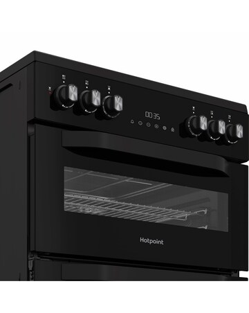 Hotpoint HDD6GDC2B1 60cm Dual Fuel Double Cooker with Glass Lid - Black