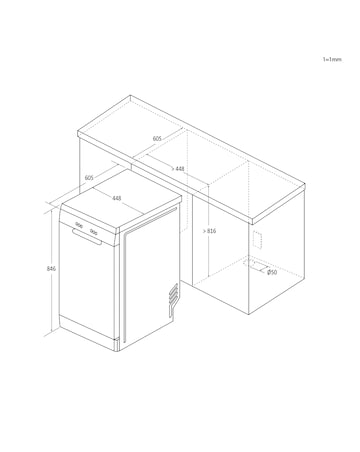 Install - Hoover H-Dish 500 HF0C3SB0FX-80 10 Pl Slim WiFi Dishwash Stain Steel