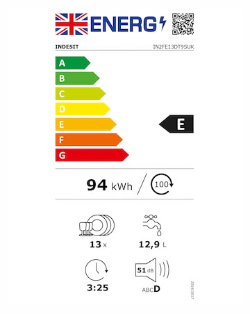 Indesit Push&Go IN2FE13DT9SUK Freestanding Dishwasher 13 Place Silver + Install