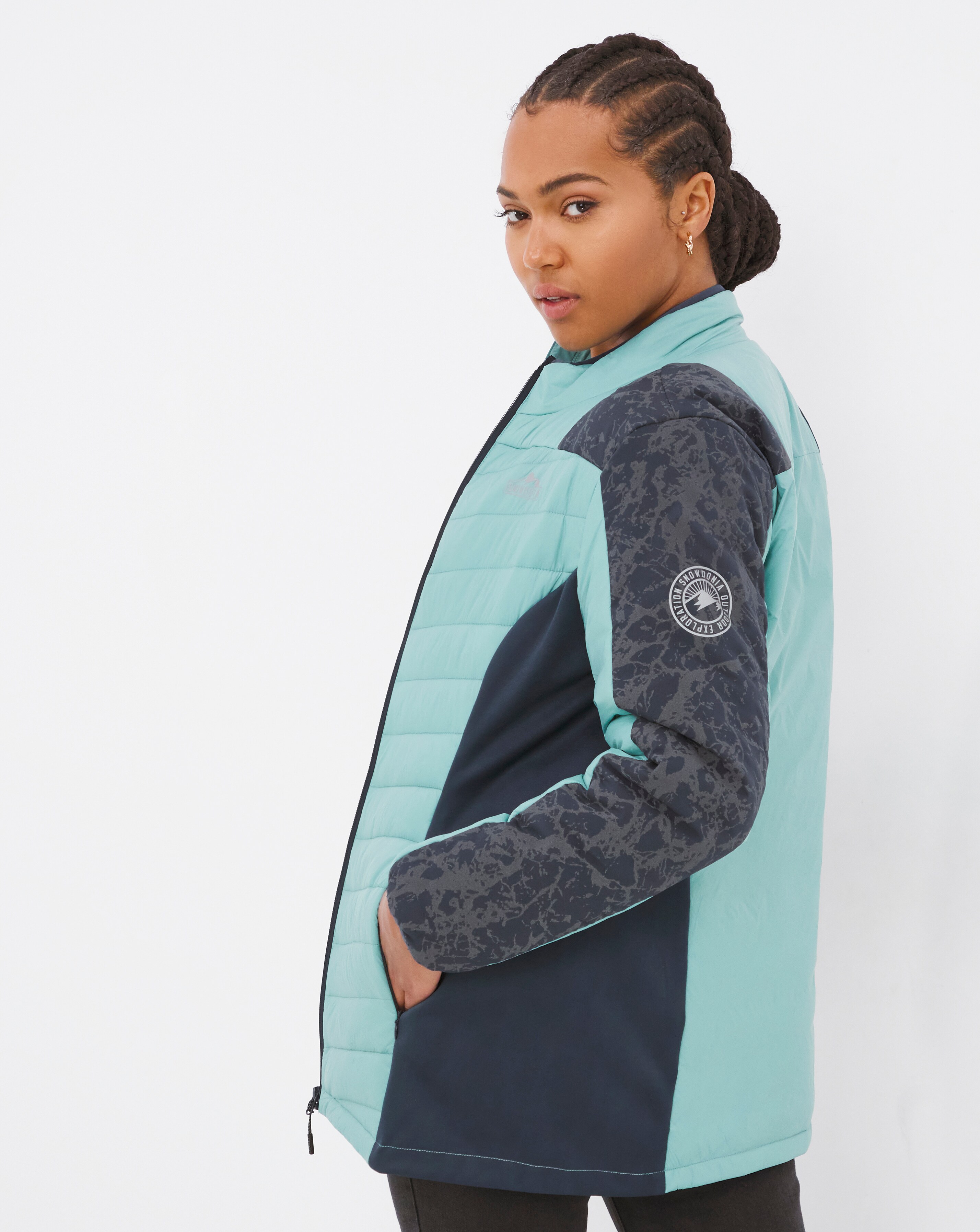 turquoise padded coat