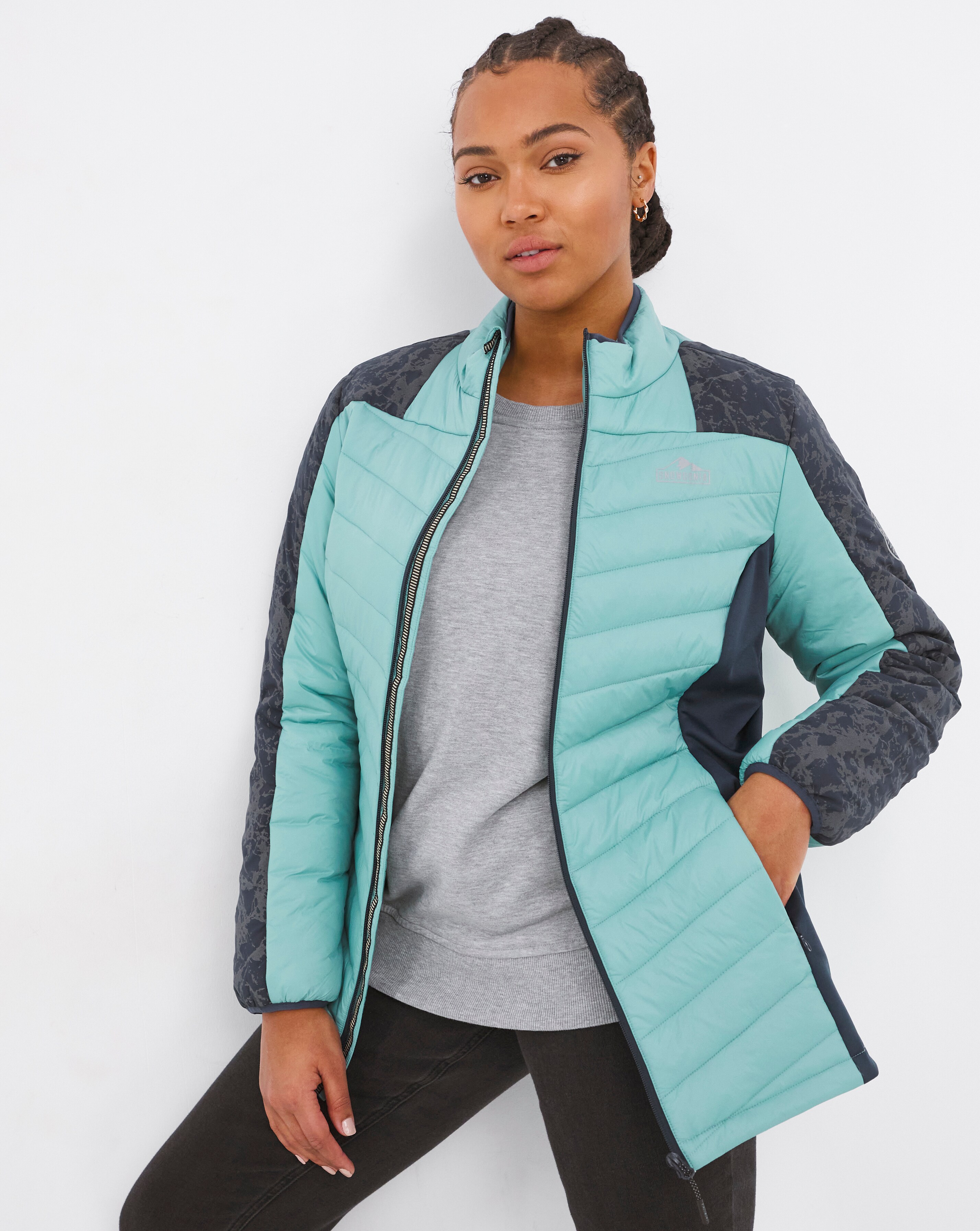 turquoise padded coat