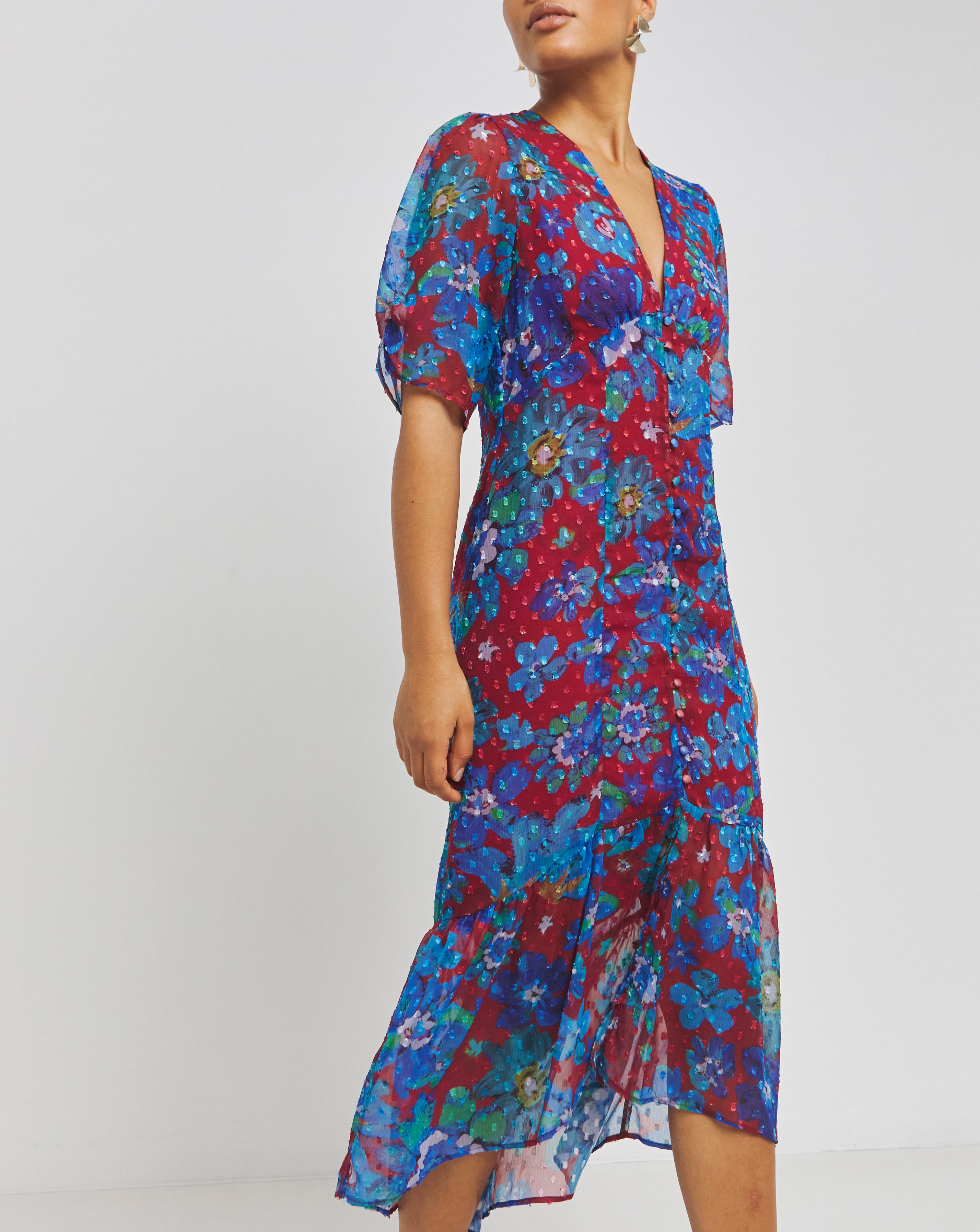 Hope & Ivy Digital Rose Midi Dress