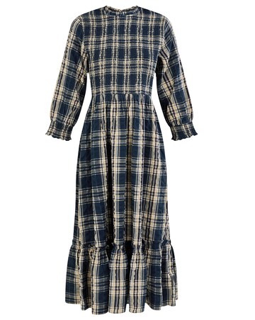 Monsoon Check Print Shirred Dress