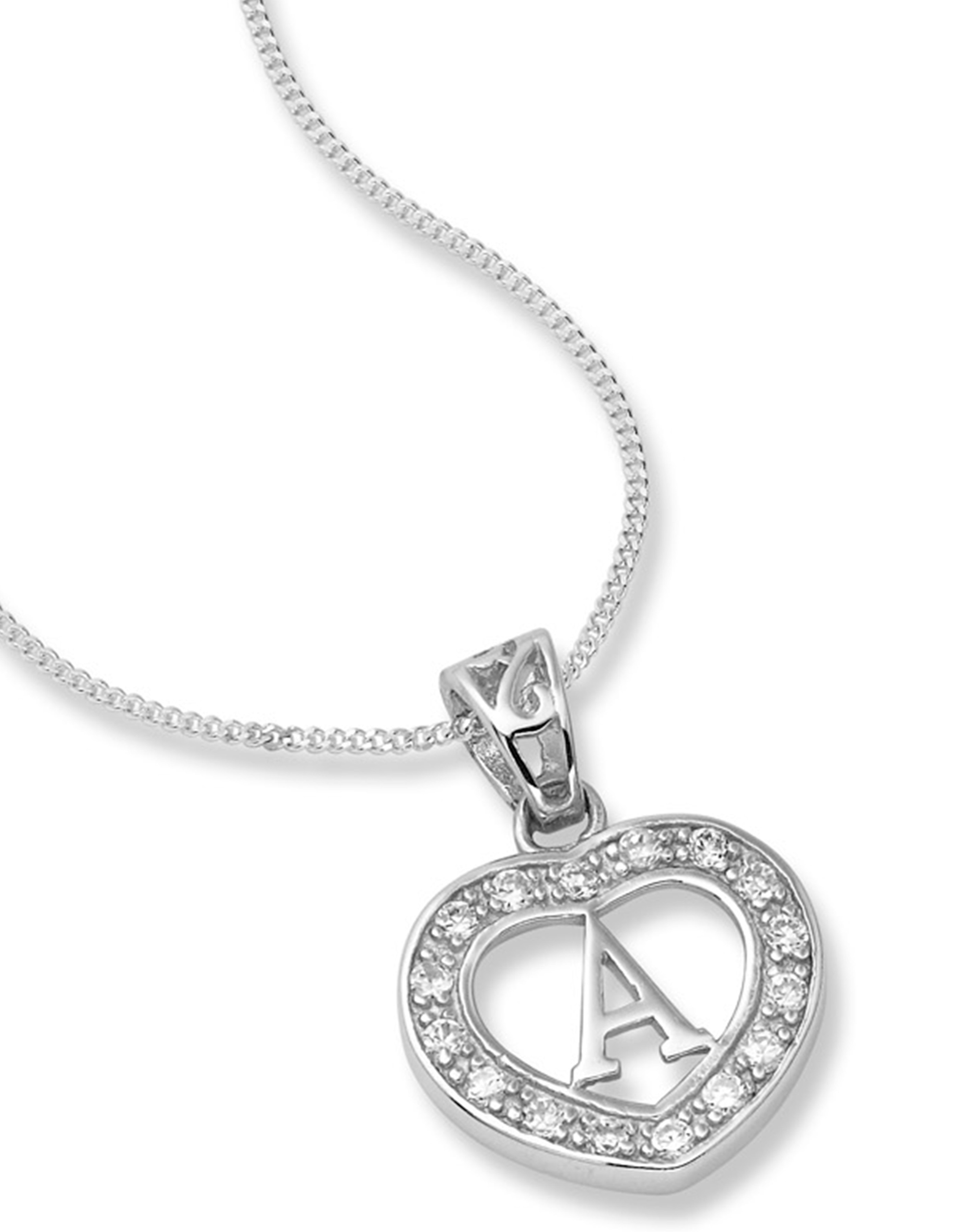 Sterling Silver Initial Heart Pendant - Gift For Her