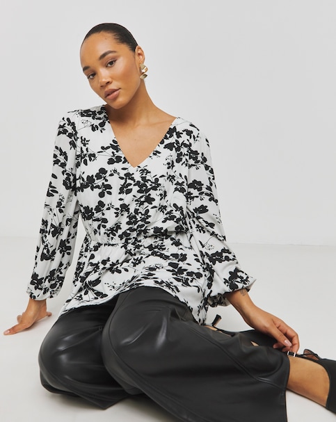 Lovedrobe Mono Floral Blouse