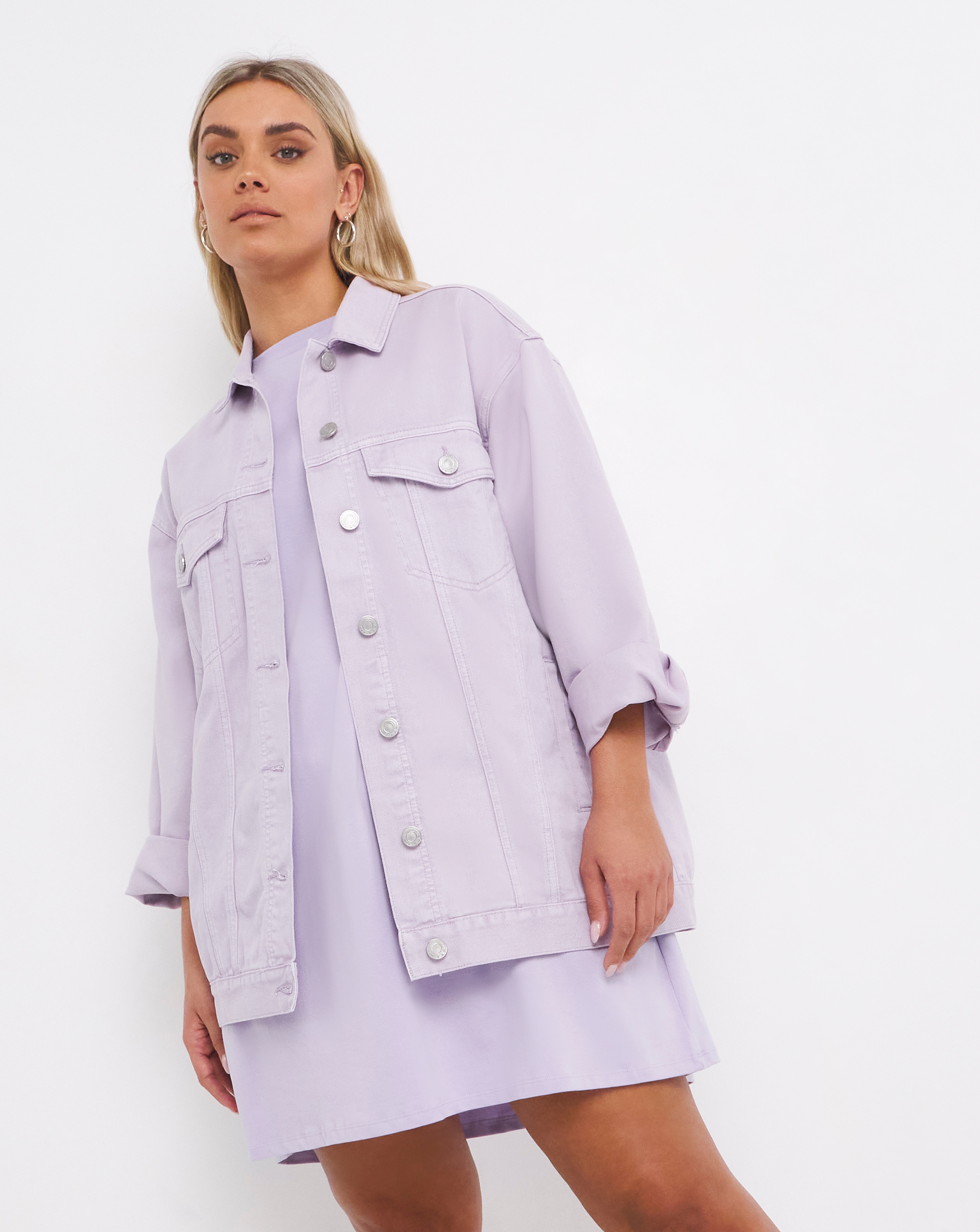 Lilac Oversized Denim Jacket | Simply Be