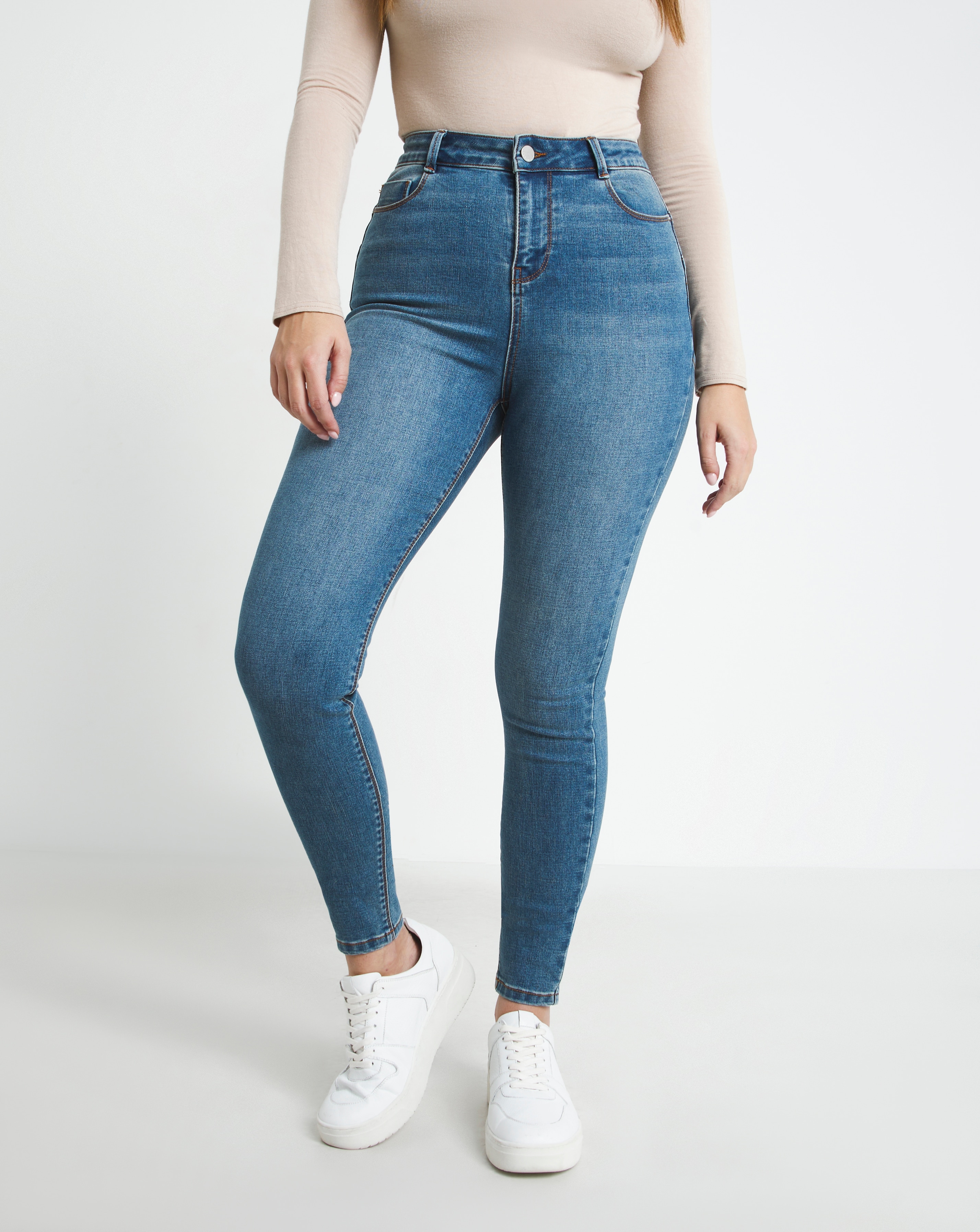 Mid Blue Booty Booster Skinny Jeans