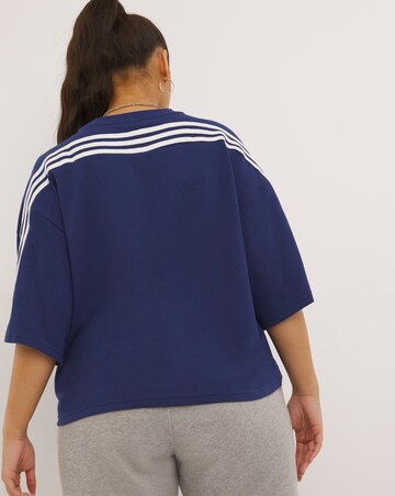 adidas navy 3 stripe t shirt