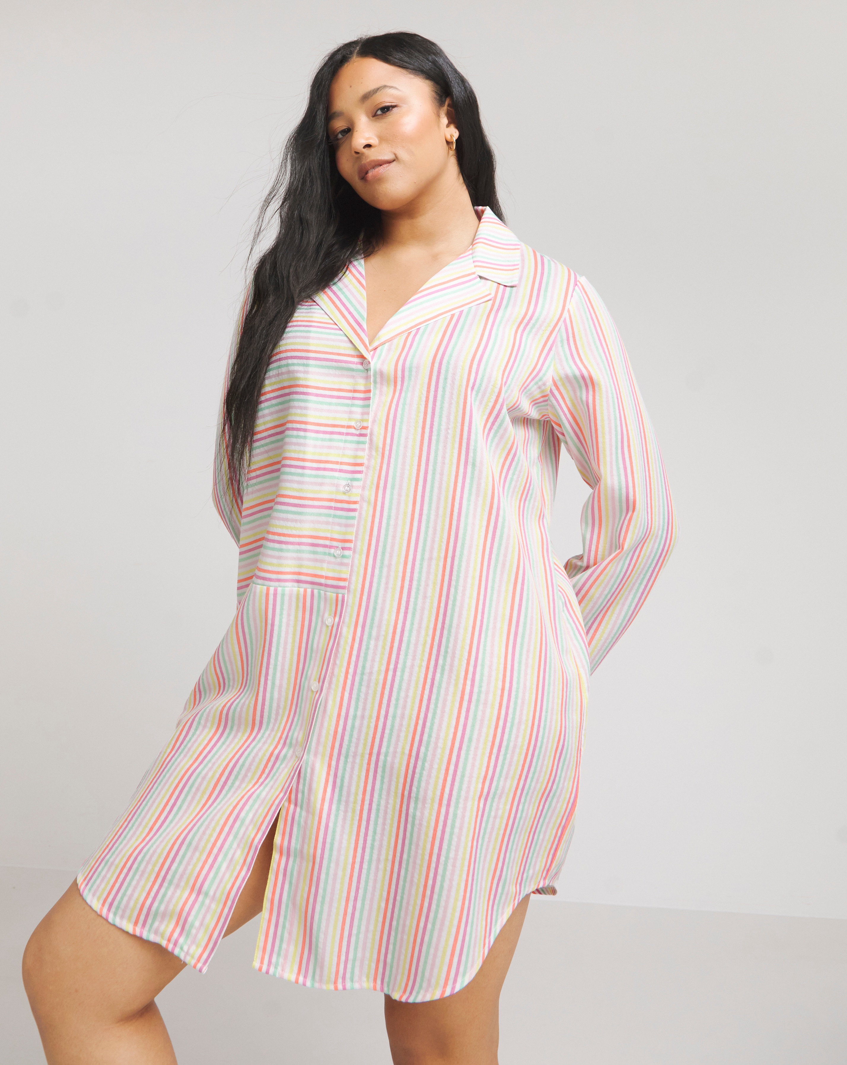 Stripe Button Through Nightshirt
