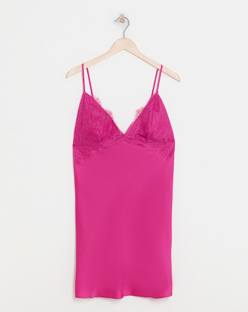 Figleaves Stretch Satin Lace Chemise