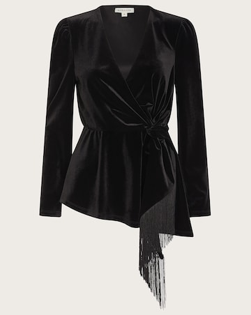 Monsoon Flossie Velvet Fringe Wrap Top